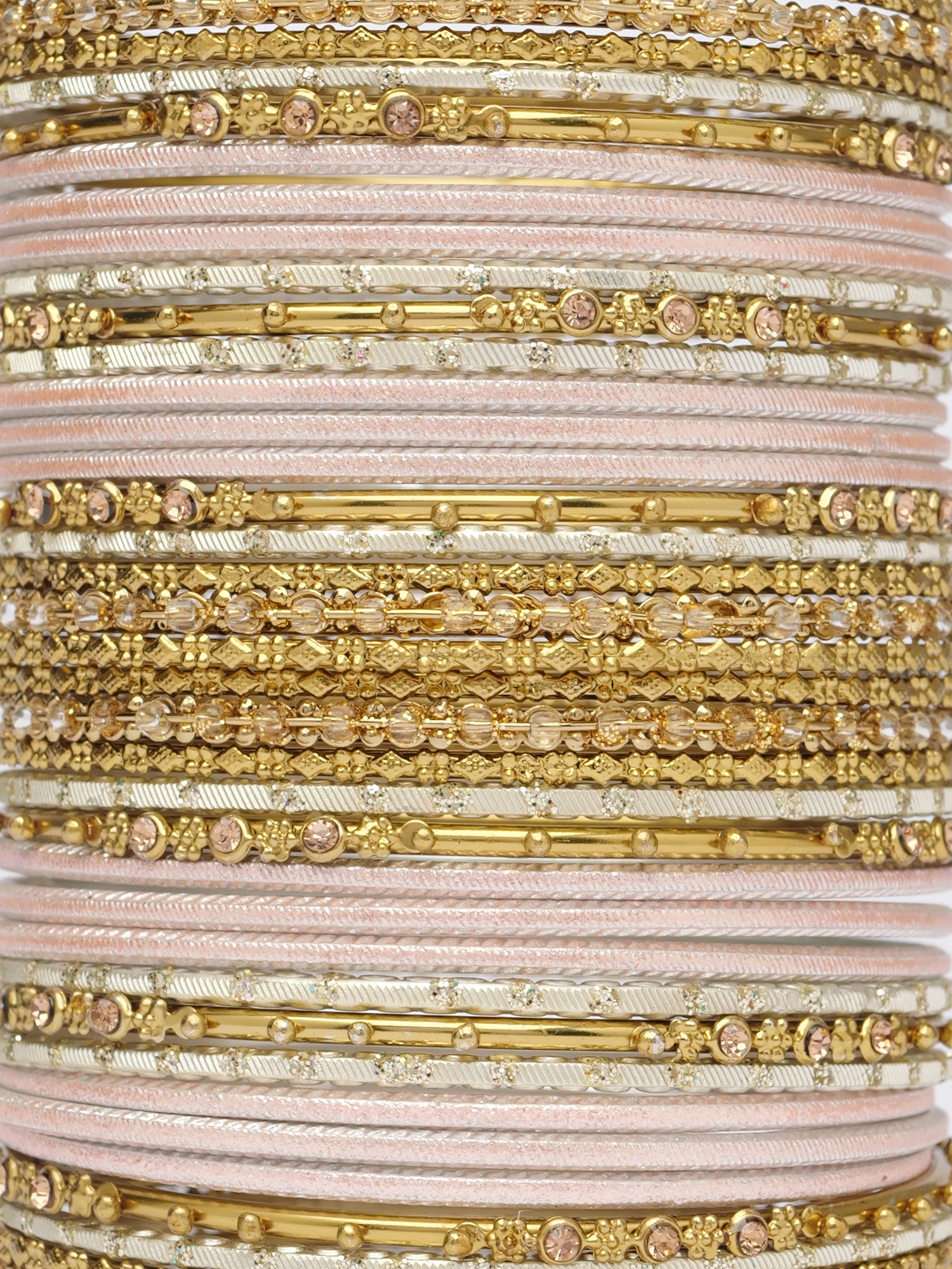 Zarina Antique Bangle Set in Light Blush Pink