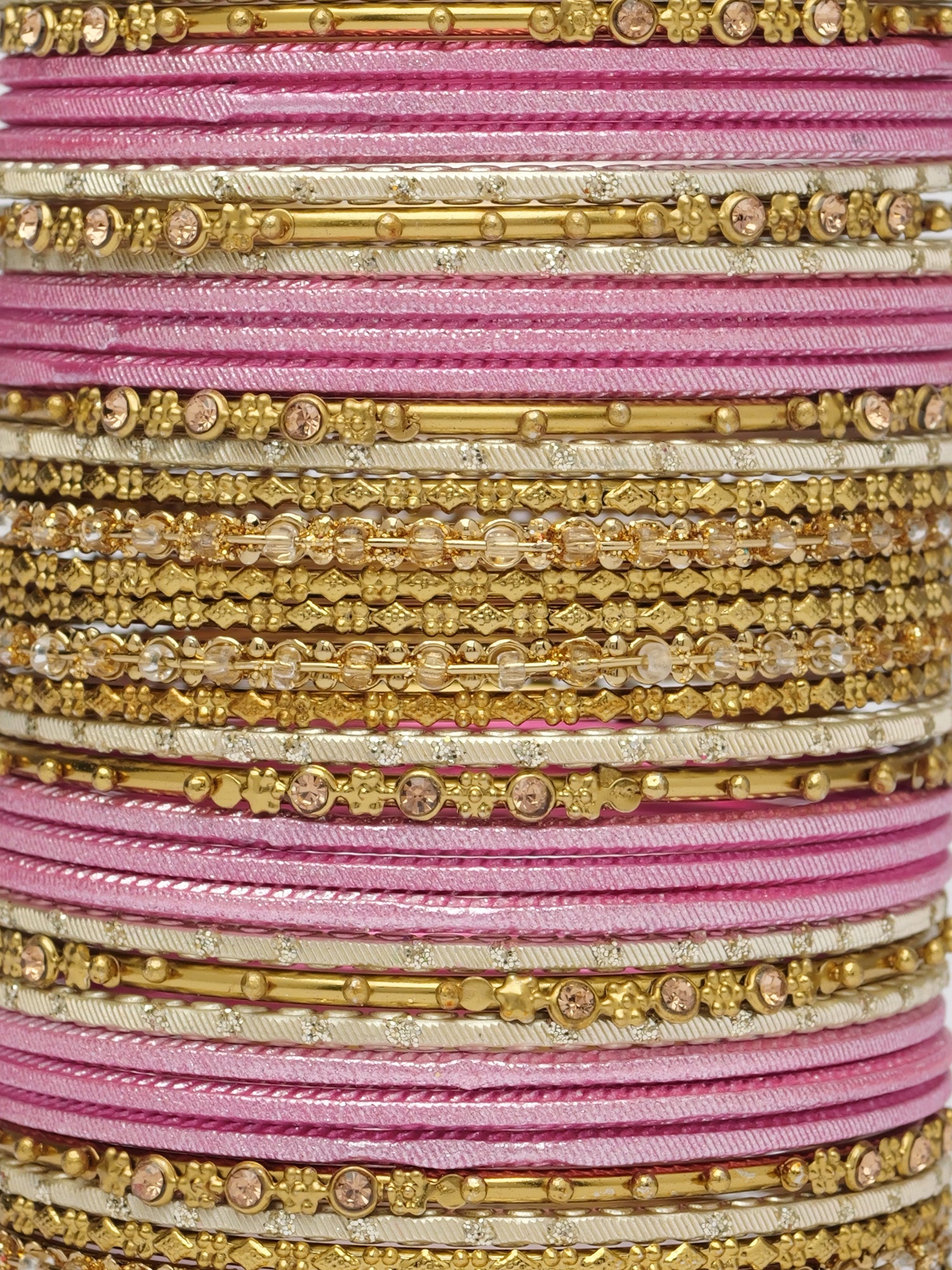 Zarina Antique Bangle Set in Light Pink