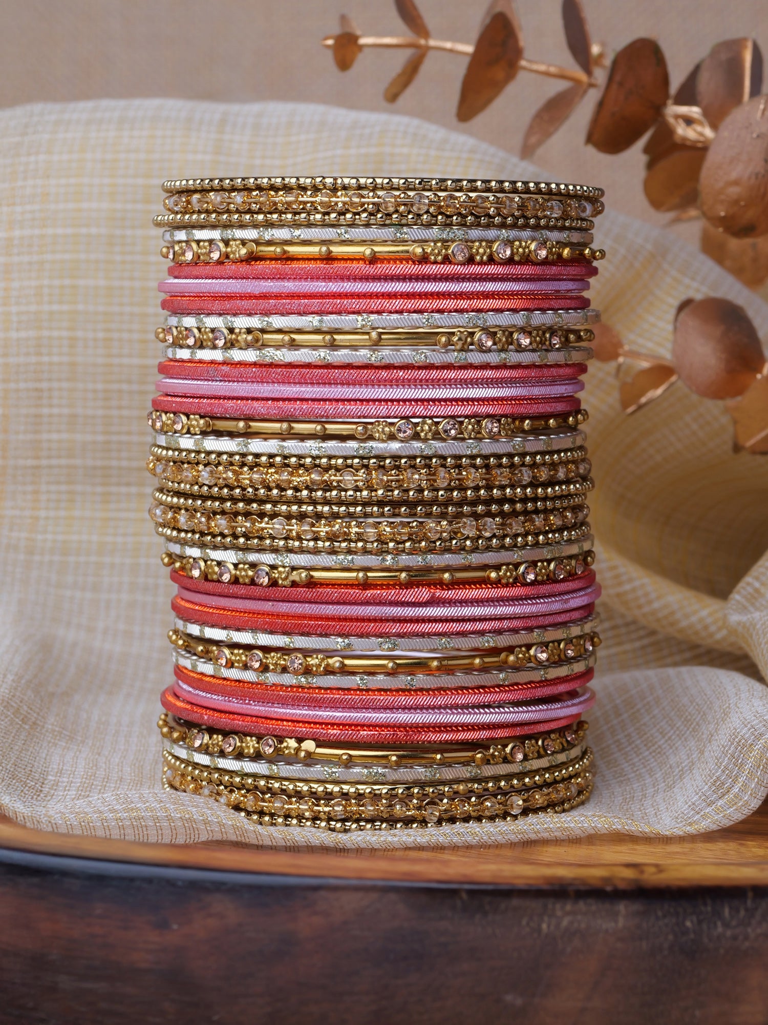 Zarina Antique Bangle Set in Orange