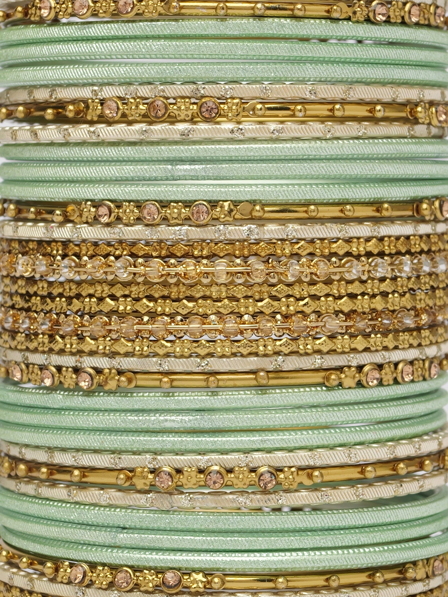 Zarina Antique Bangle Set in Pastel Mint