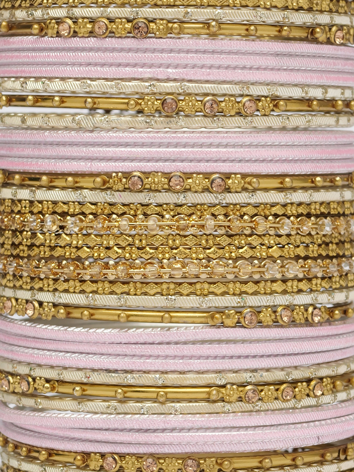 Zarina Antique Bangle Set in Pastel Pink