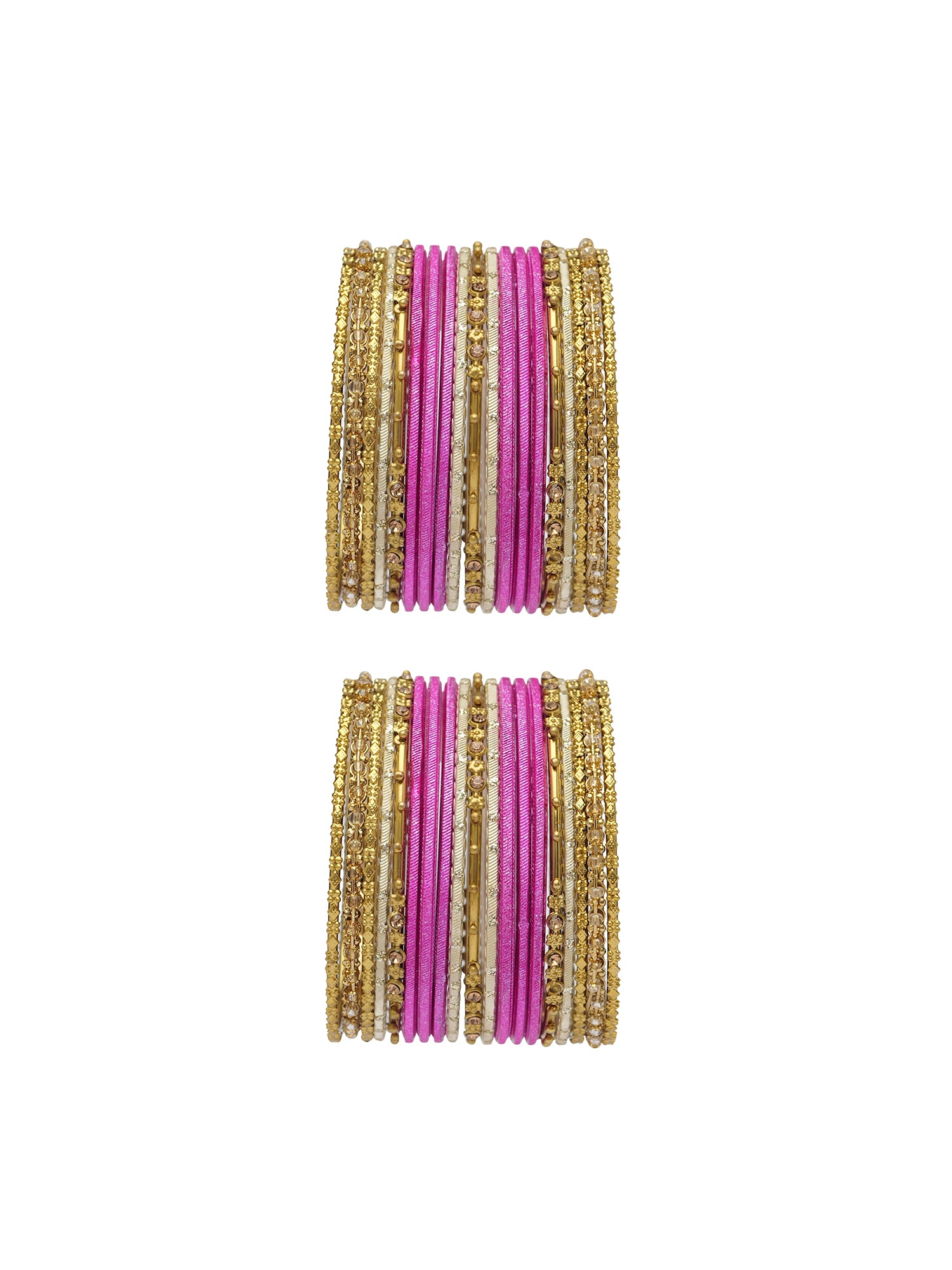 Zarina Antique Bangle Set in Rani Pink