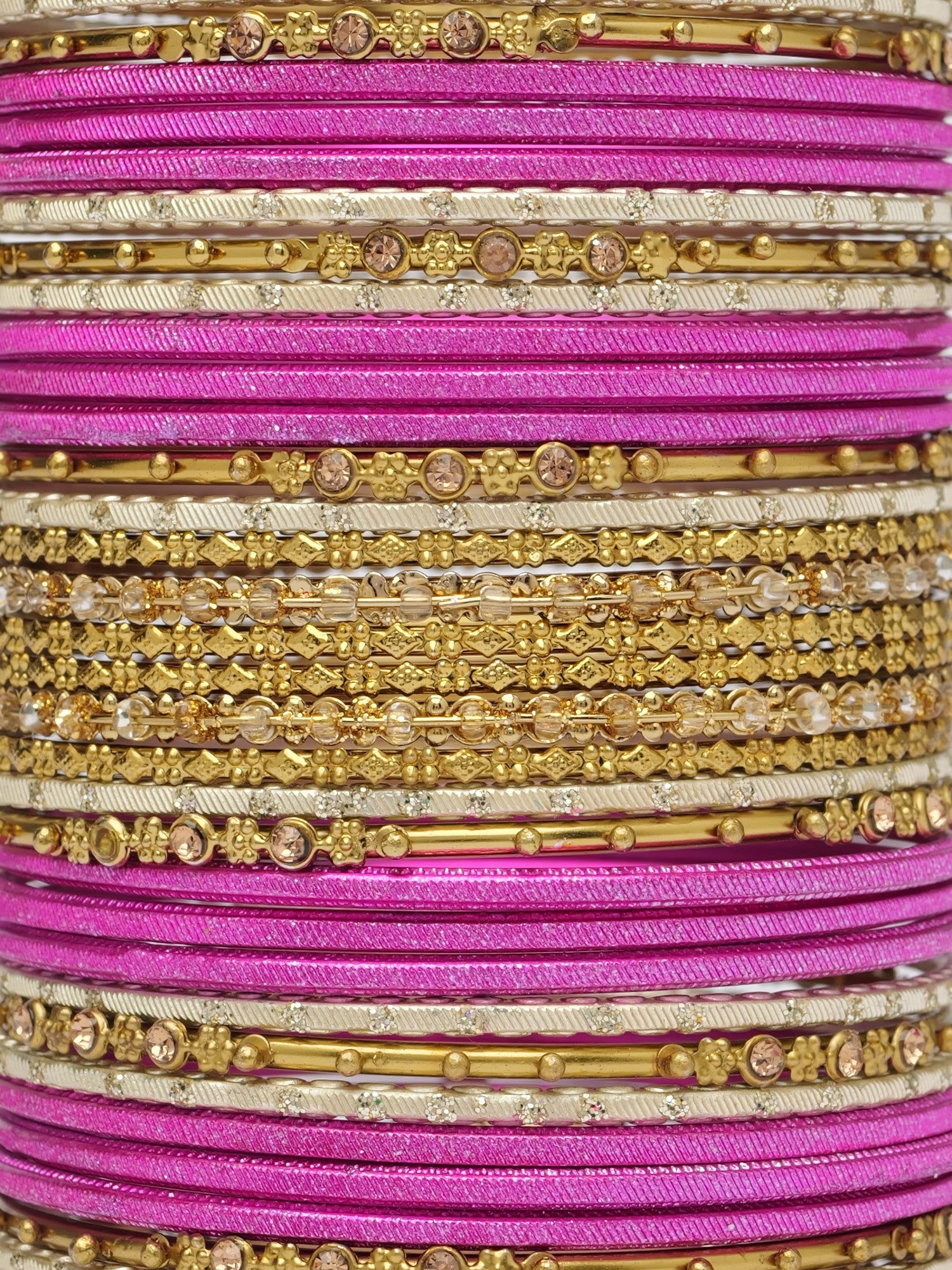 Zarina Antique Bangle Set in Rani Pink