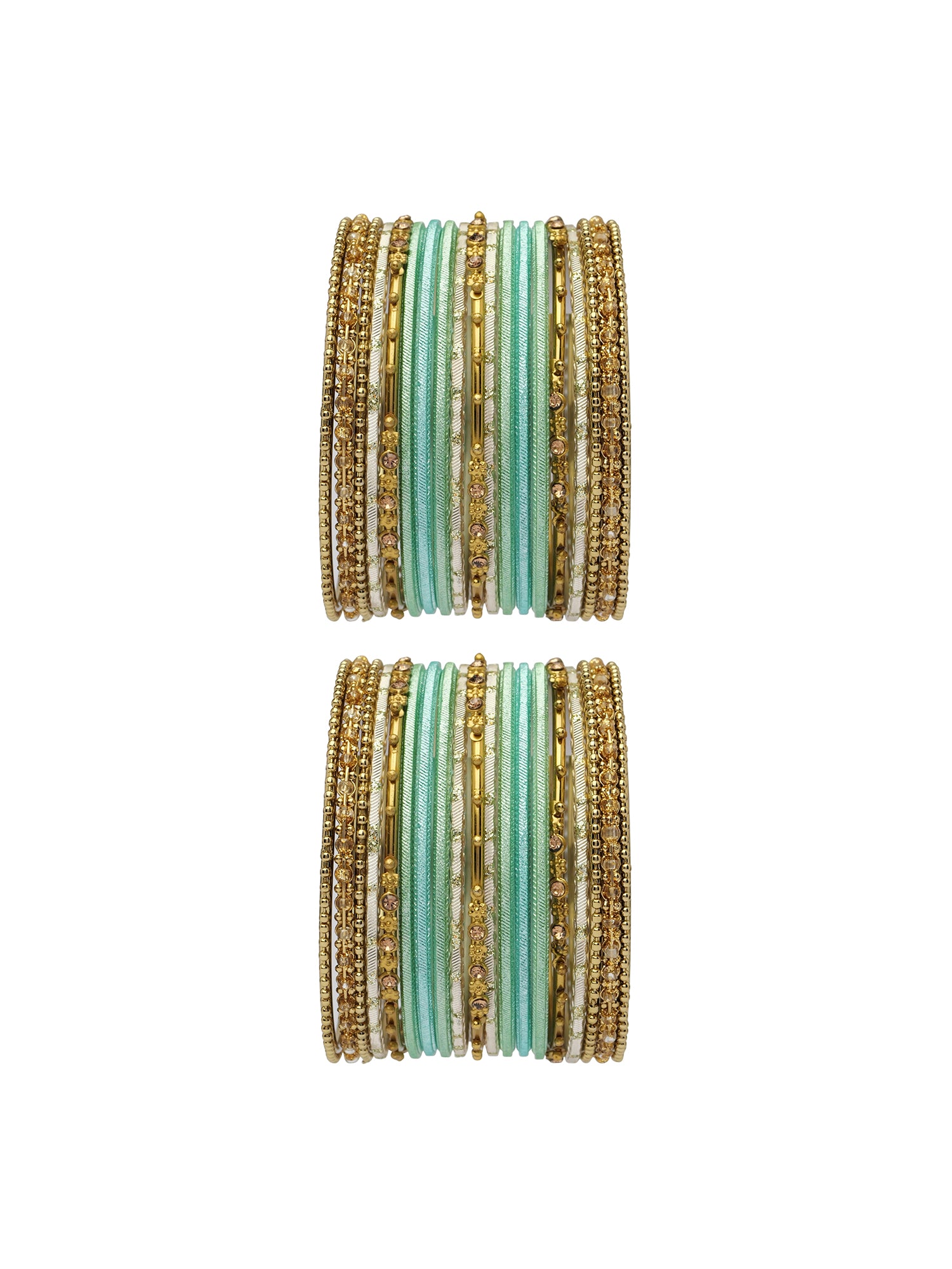 Zarina Antique Bangle Set in Sea Green
