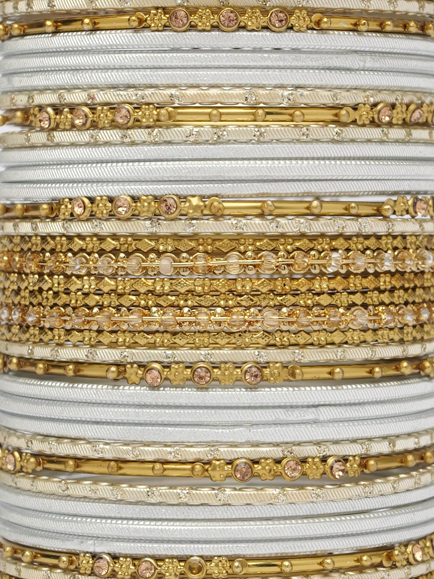 Zarina Antique Bangle Set in Silvery White