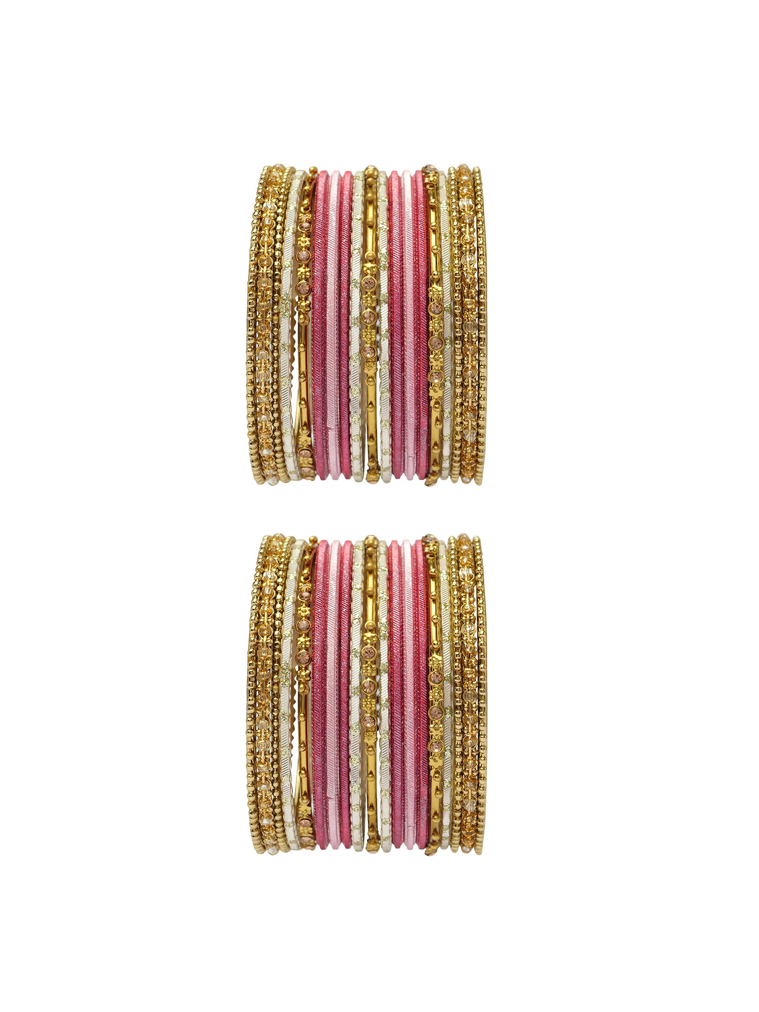 Zarina Antique Bangle Set in Hot Pink