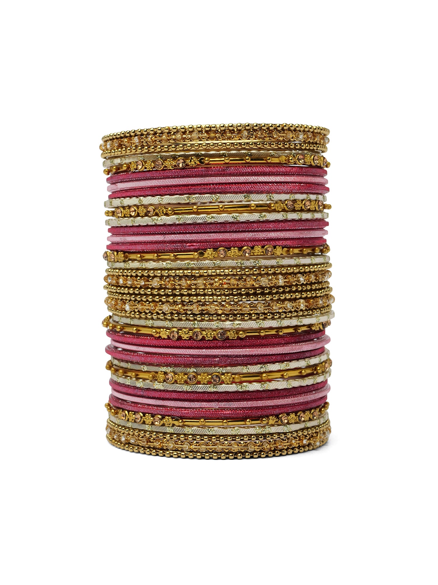 Zarina Antique Bangle Set in Hot Pink