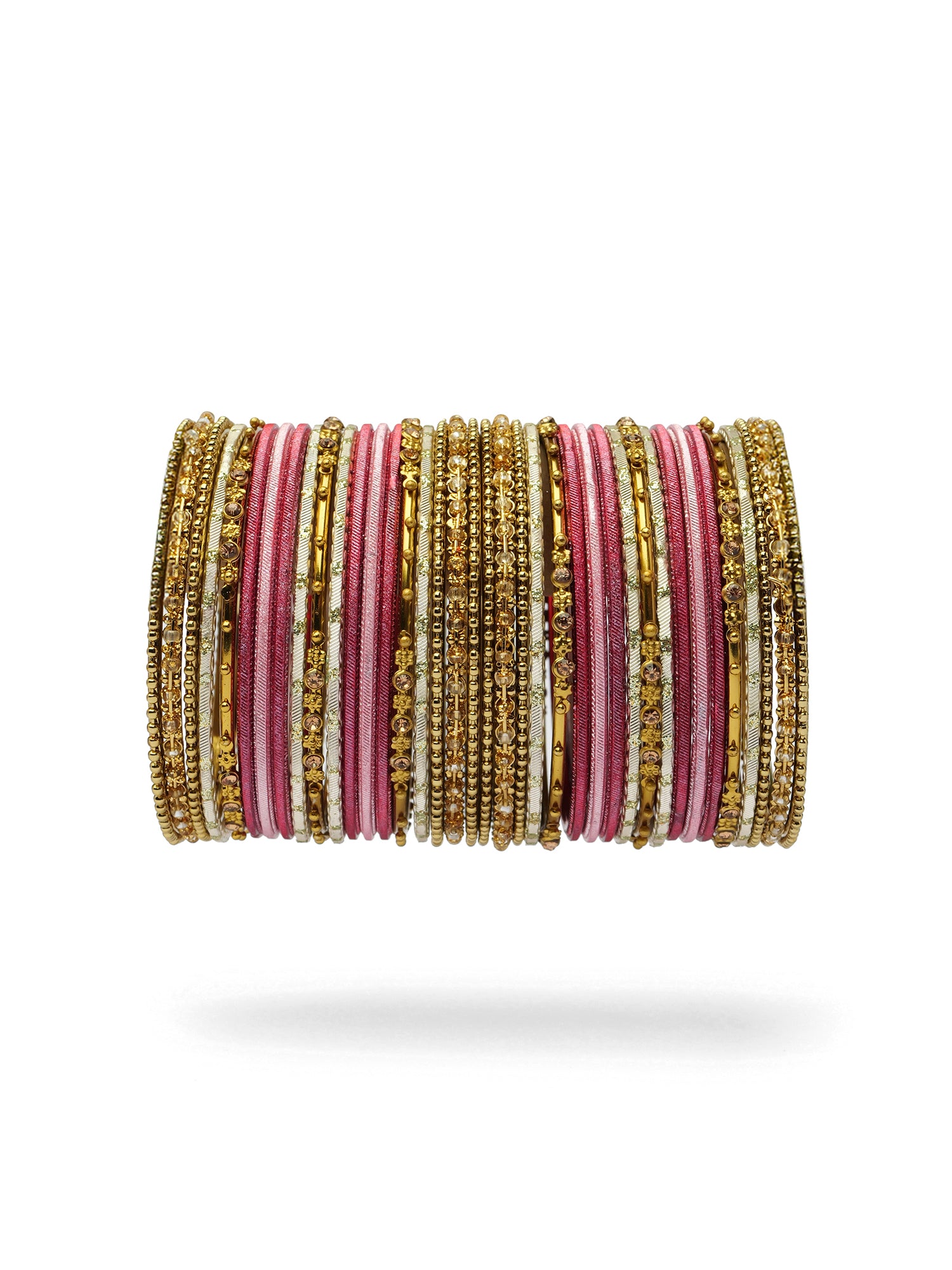 Zarina Antique Bangle Set in Hot Pink