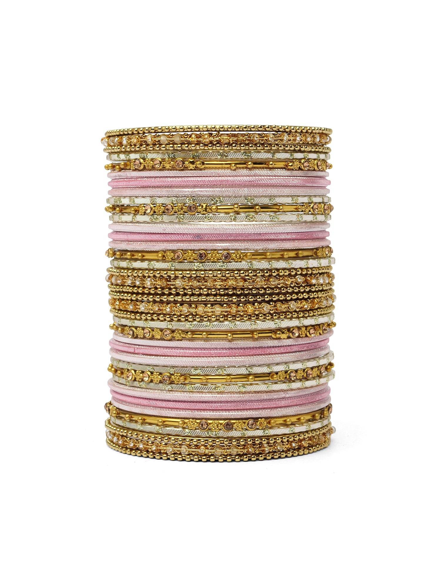 Zarina Antique Bangle Set in Light Pink