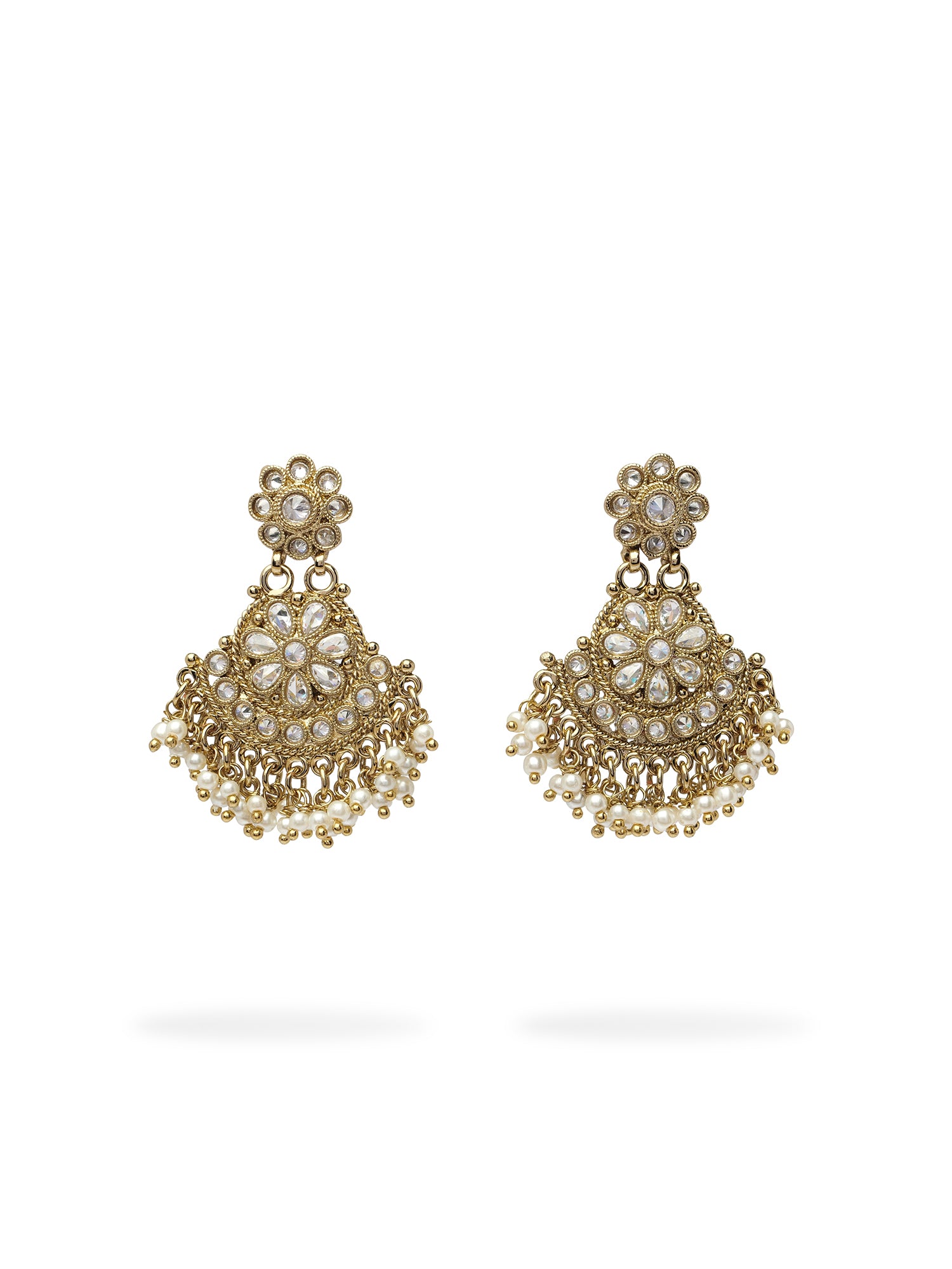 Zarish Chandbali Earrings in White