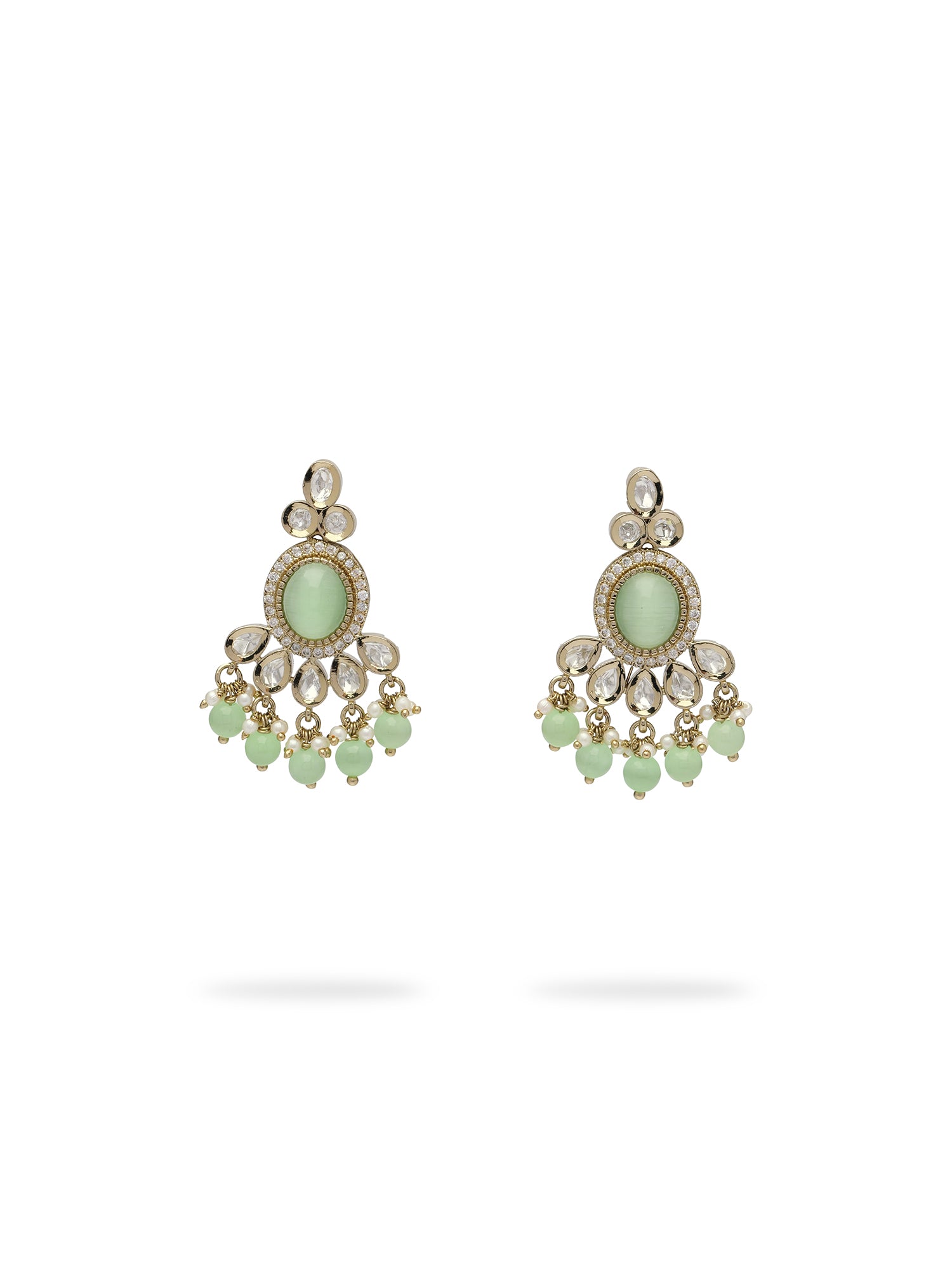 Zavira Kundan Necklace Set in Mint