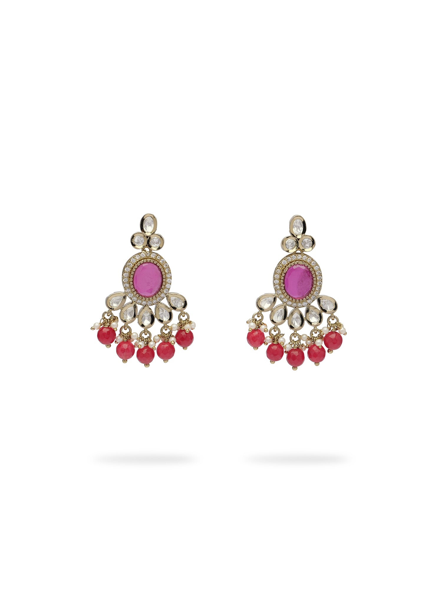 Zavira Kundan Necklace Set in Ruby