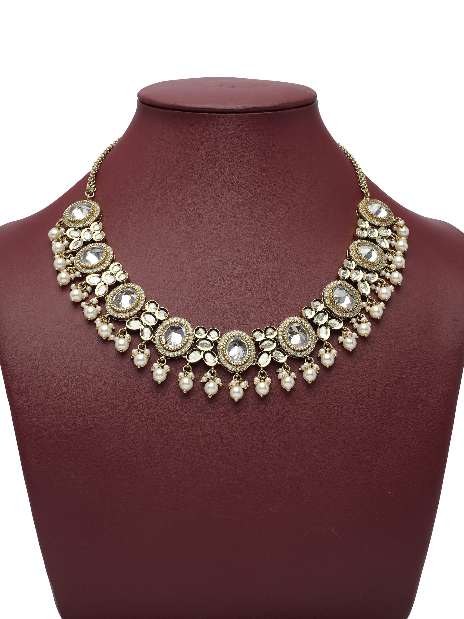 Zavira Kundan Necklace Set in White