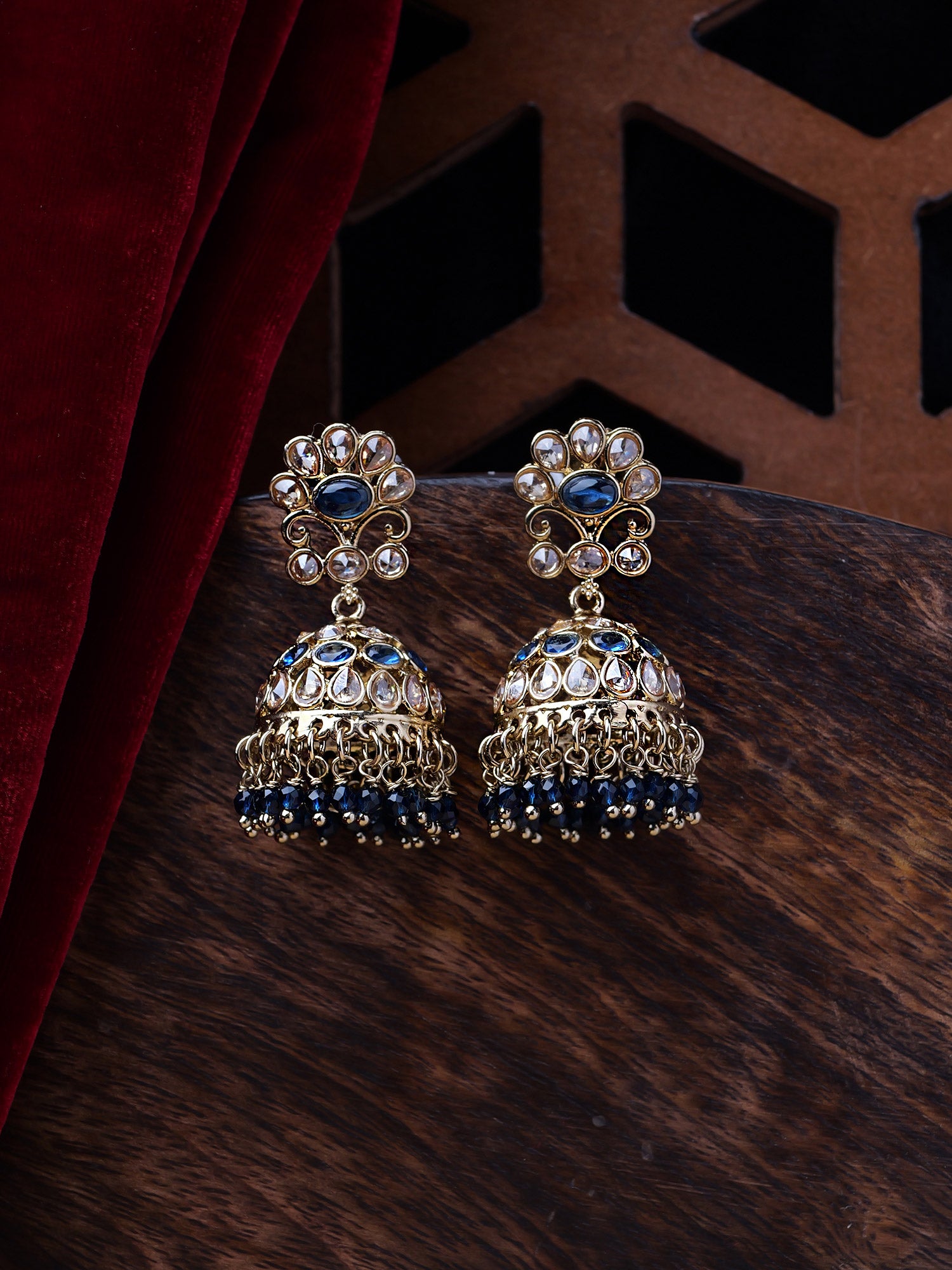 Zehra Jhumka Earrings in Blue