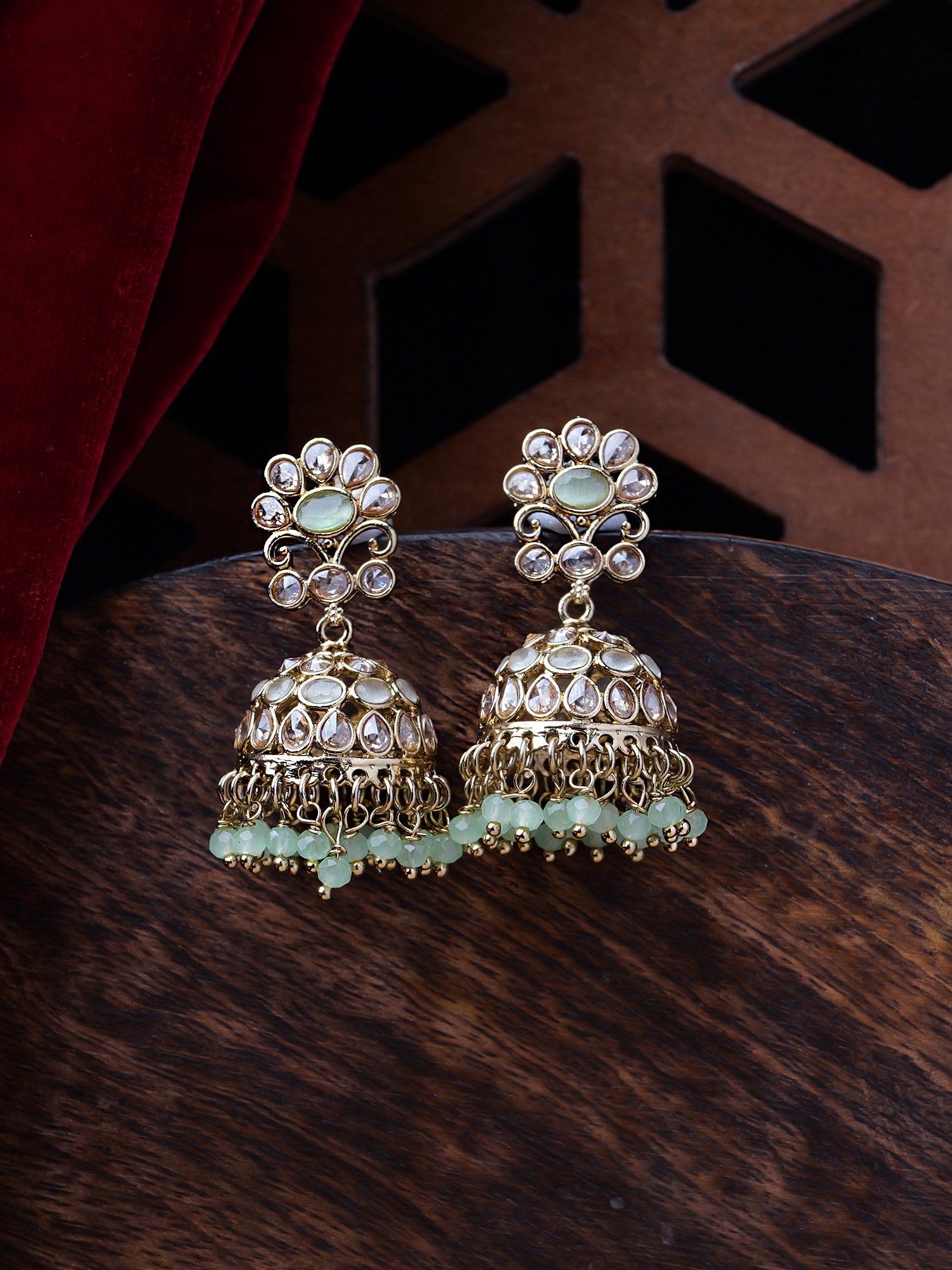 Zehra Jhumka Earrings in Mint