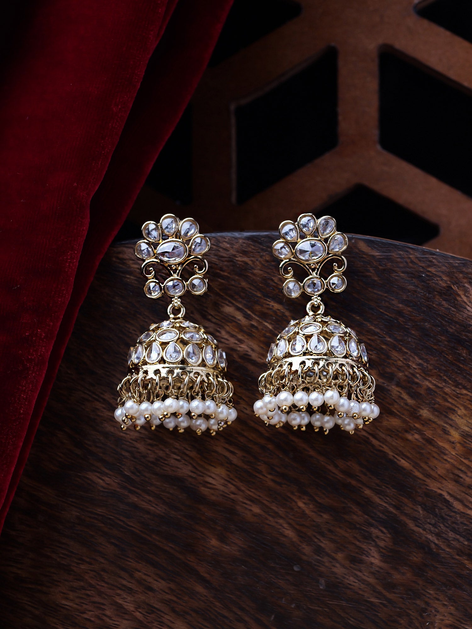 Zehra Jhumka Earrings in White