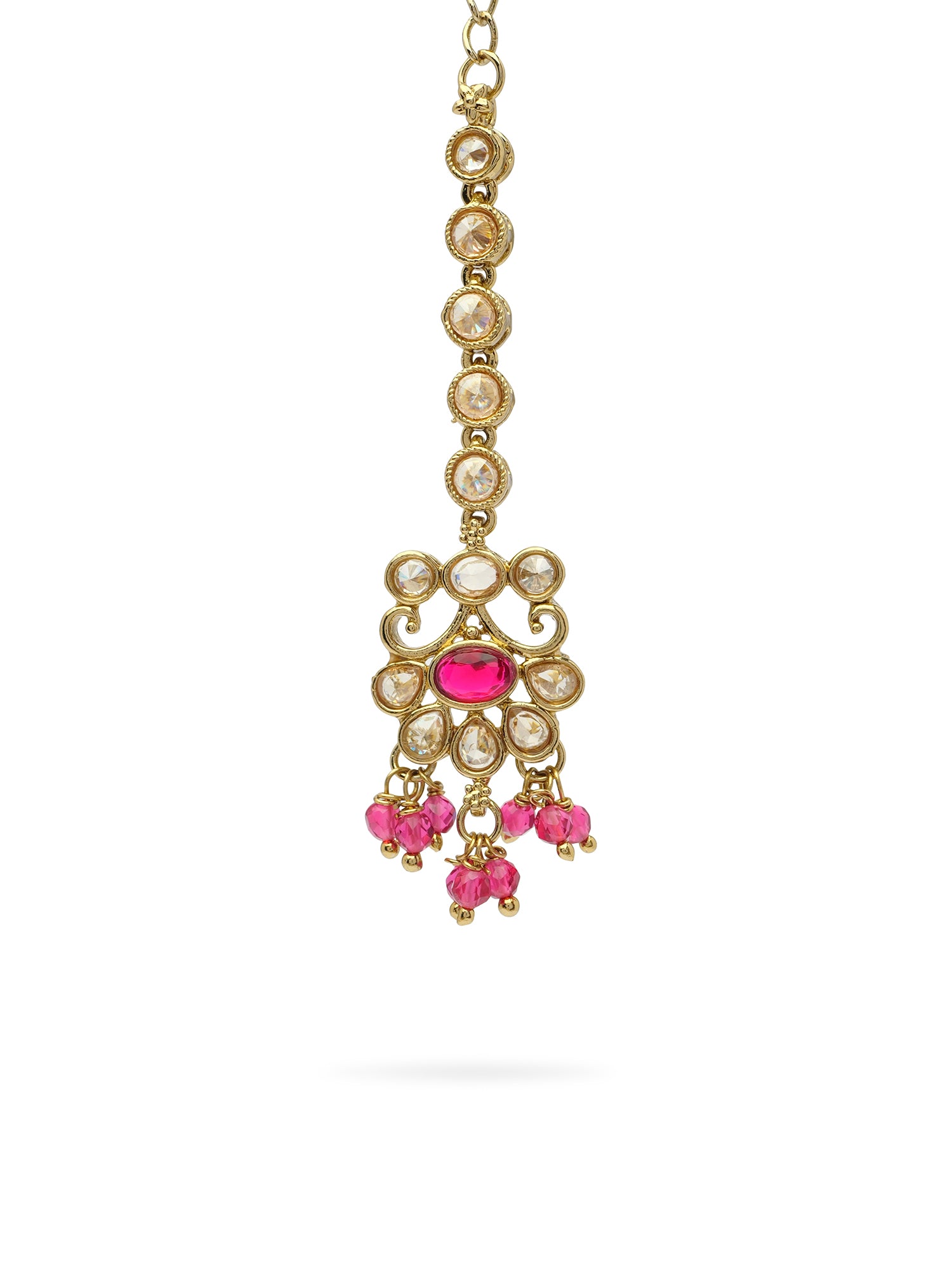 Zehra Maang Tikka in Hot Pink