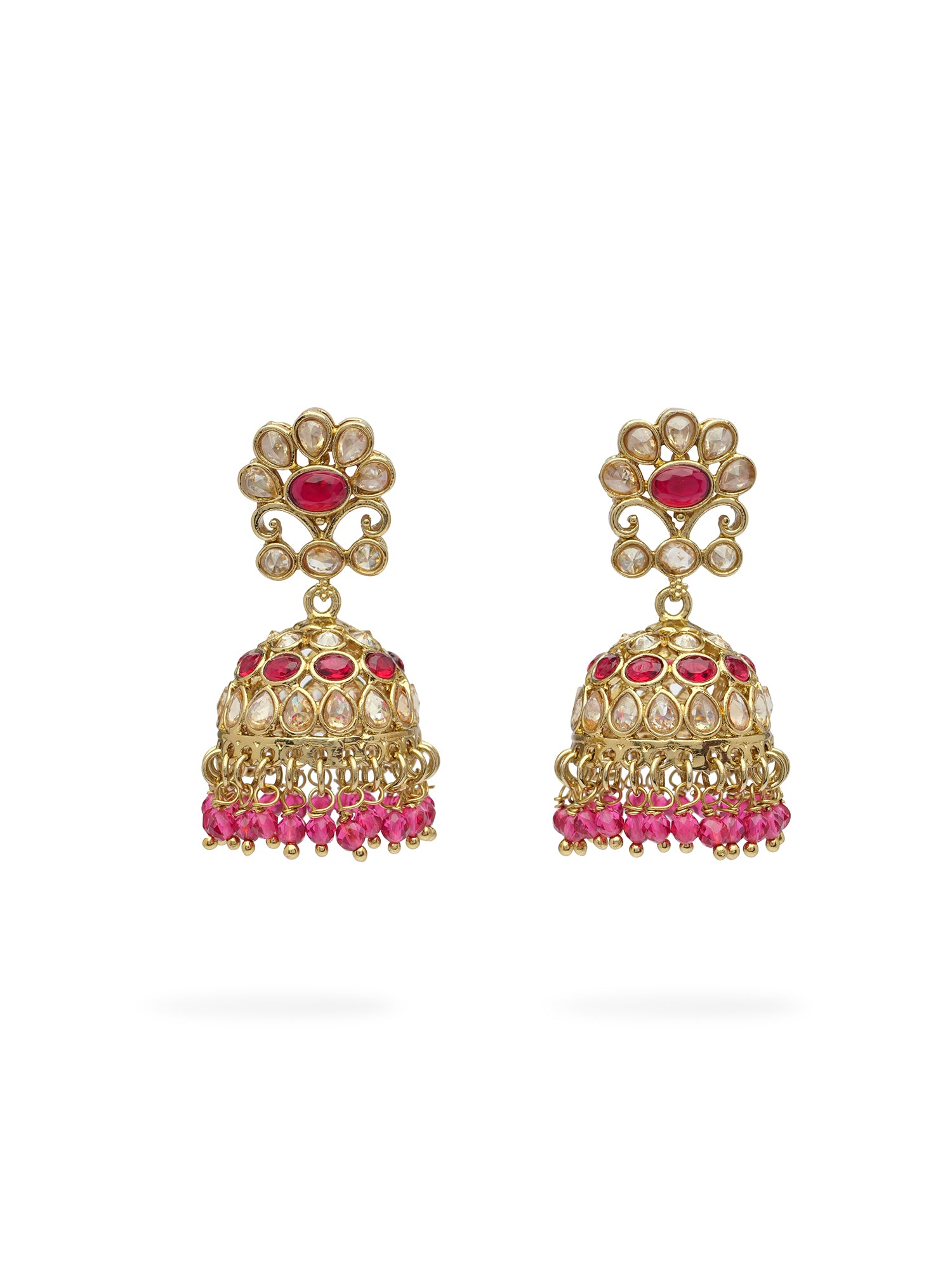 Zehra Jhumka Earrings in Hot Pink