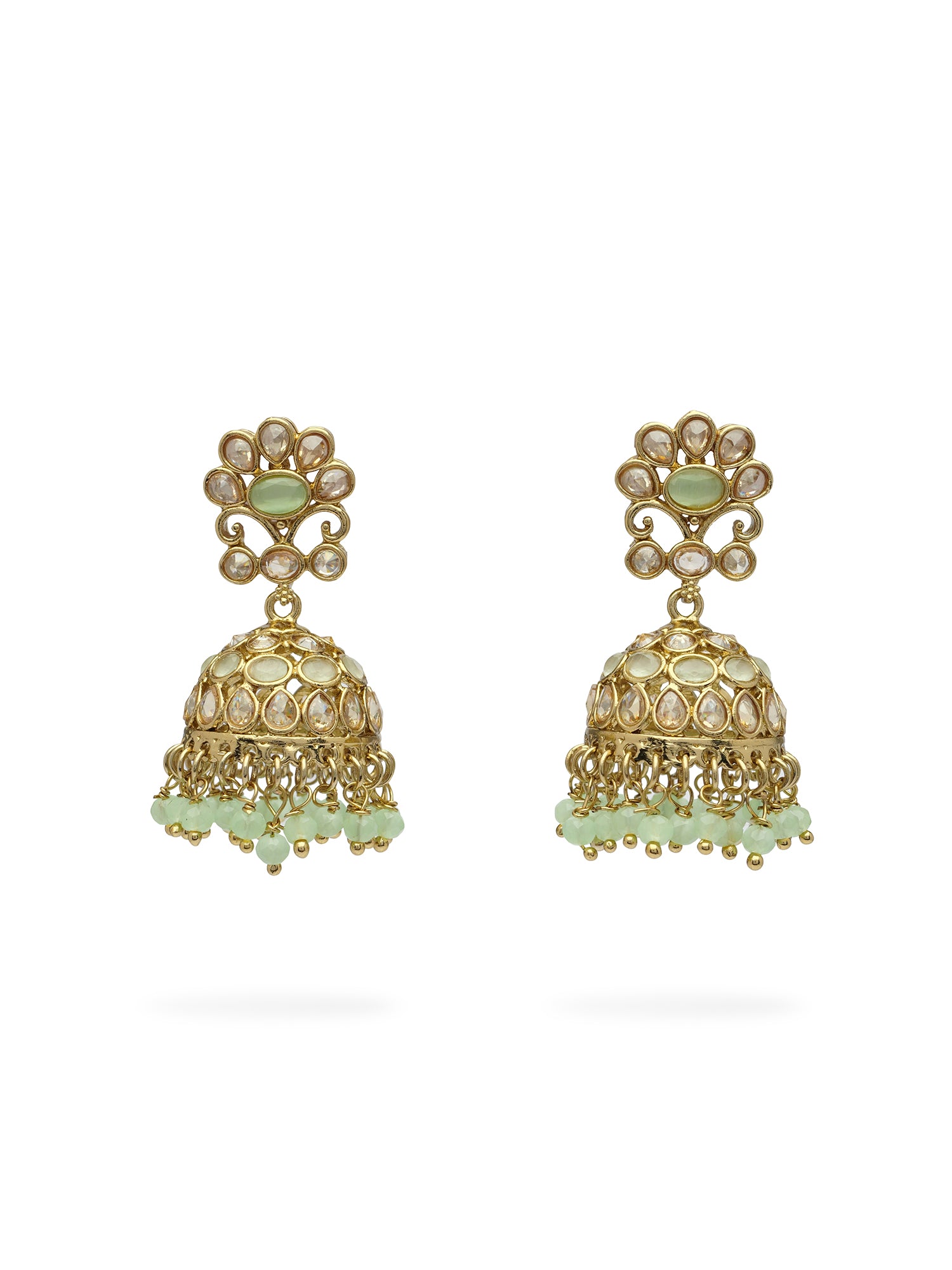 Zehra Jhumka Earrings in Mint