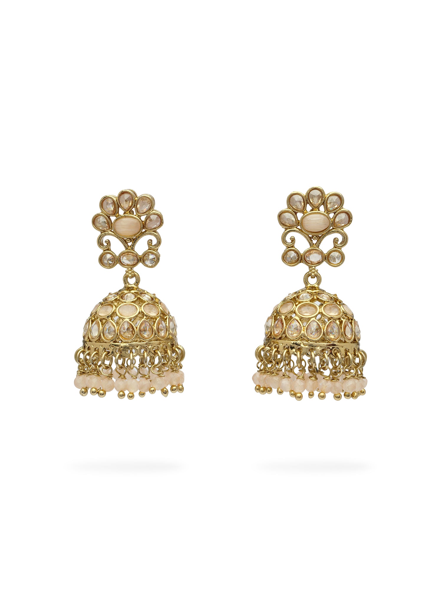 Zehra Jhumka Earrings in Peach