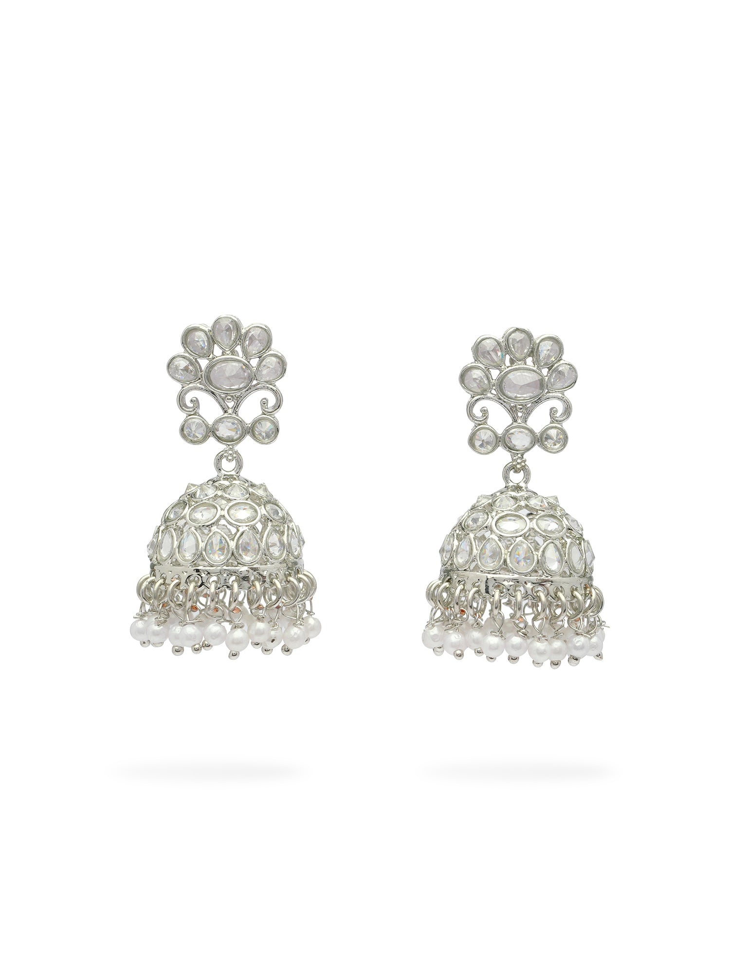 Zehra Jhumka Earrings in Rhodium