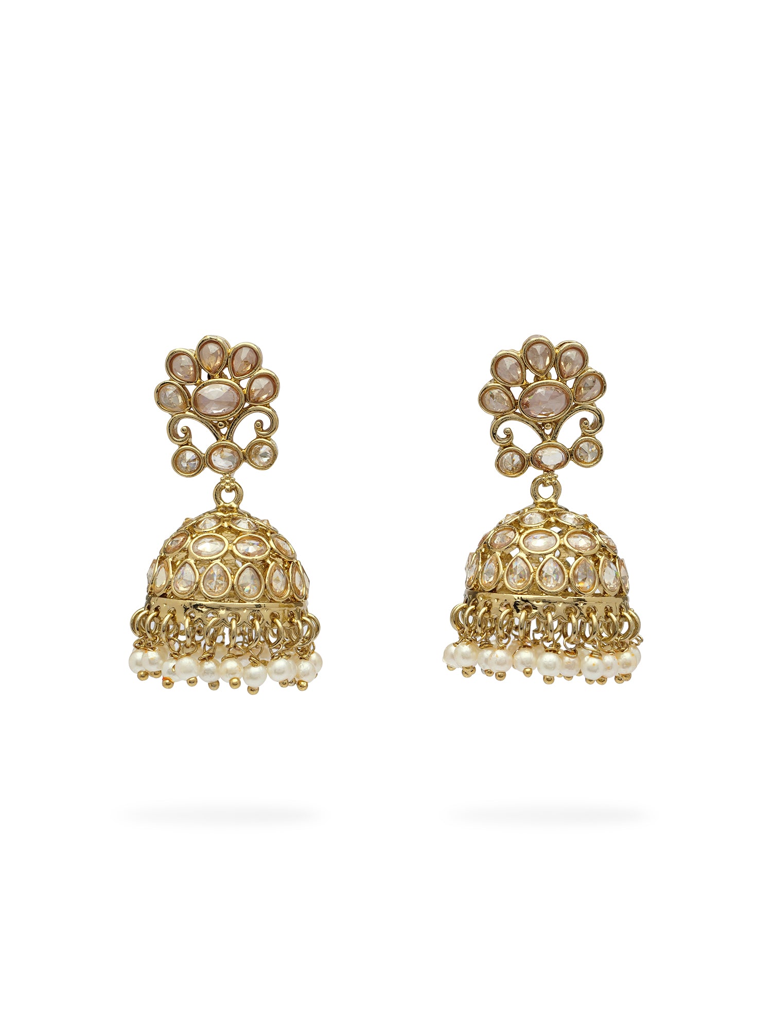 Zehrai Jhumka Earrings in Champagne