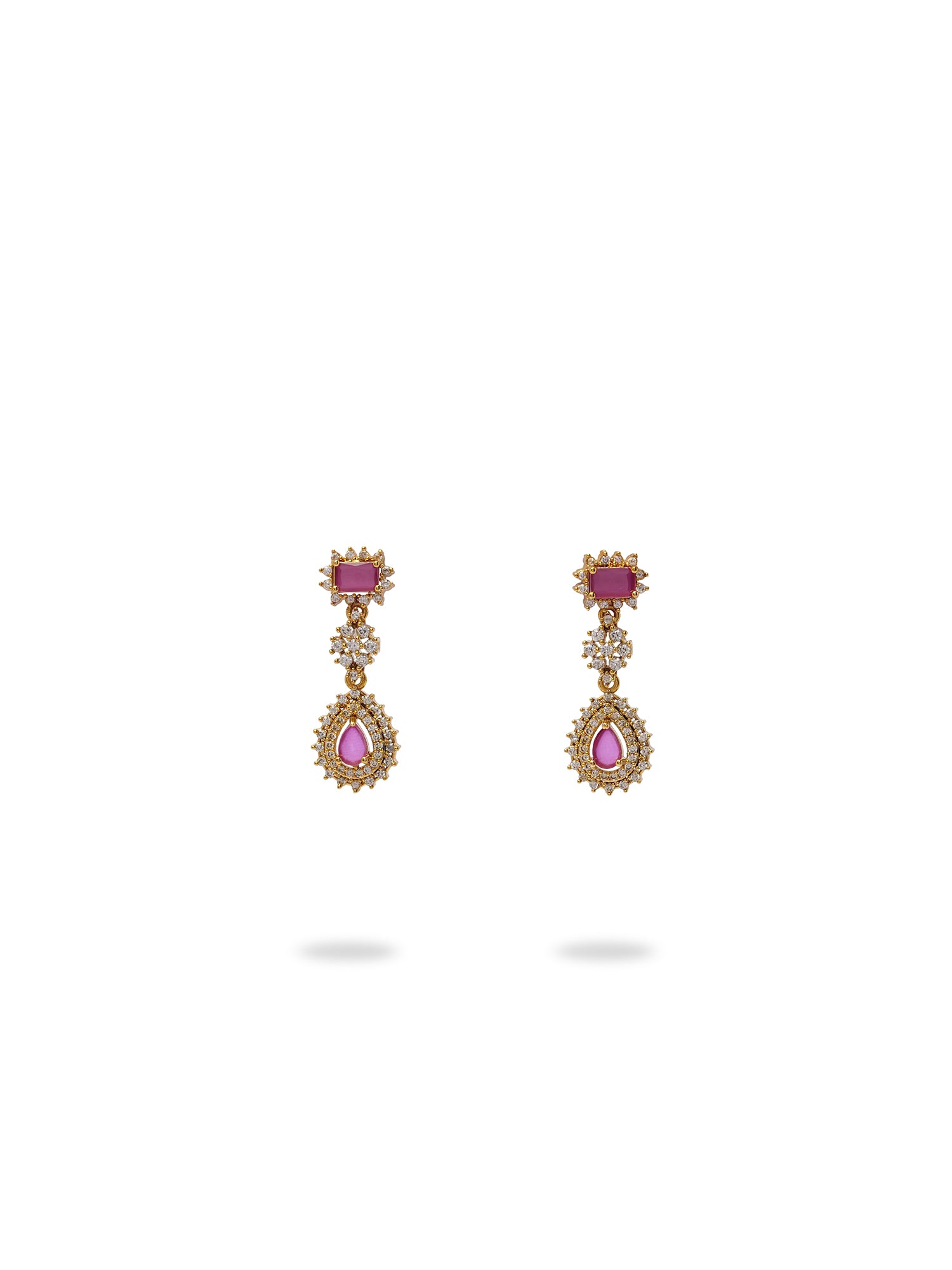 Zia Cubic Zirconia Necklace Set in Ruby and Gold