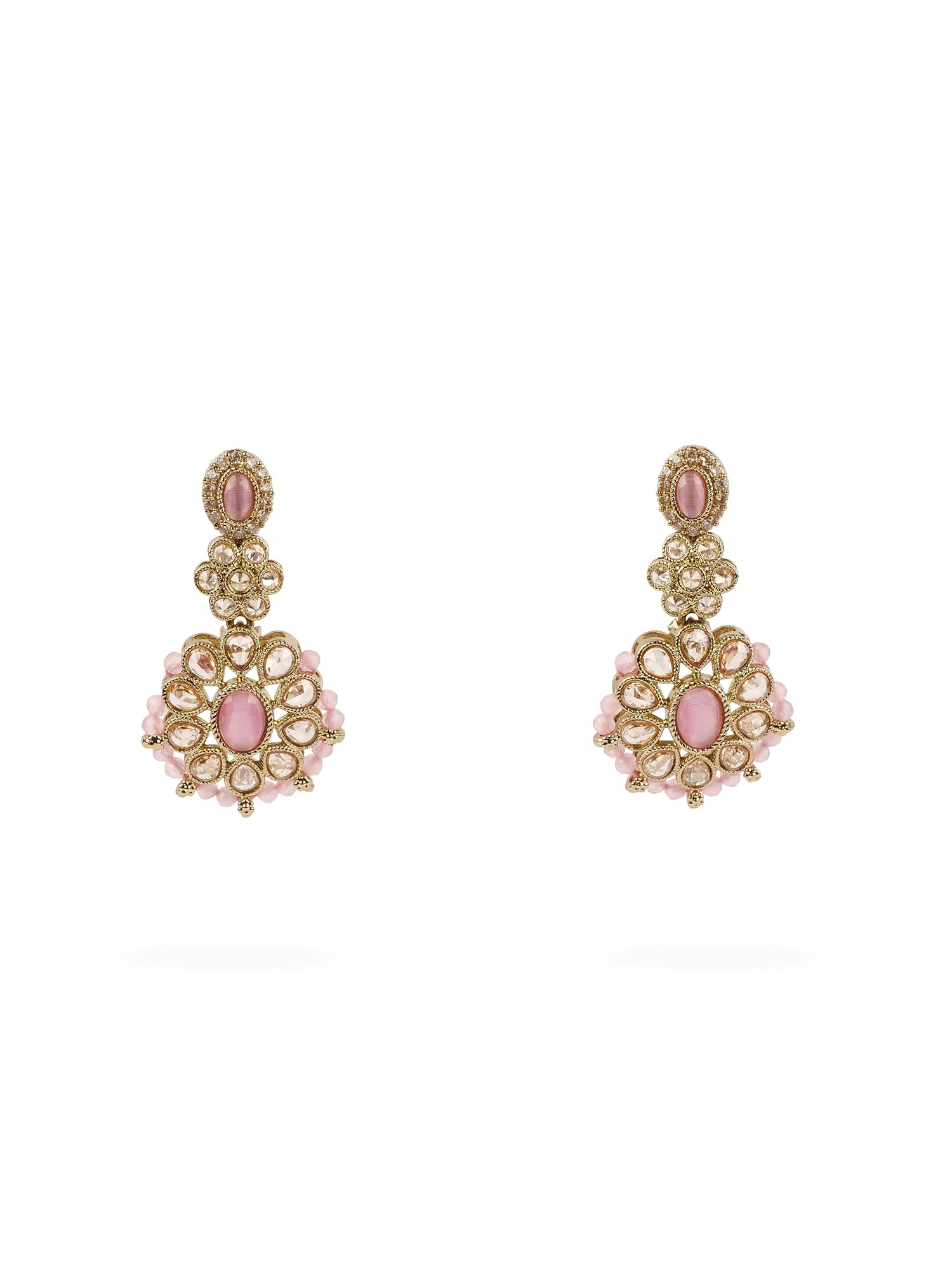 Zoha Bead Edge Earrings in Light Pink