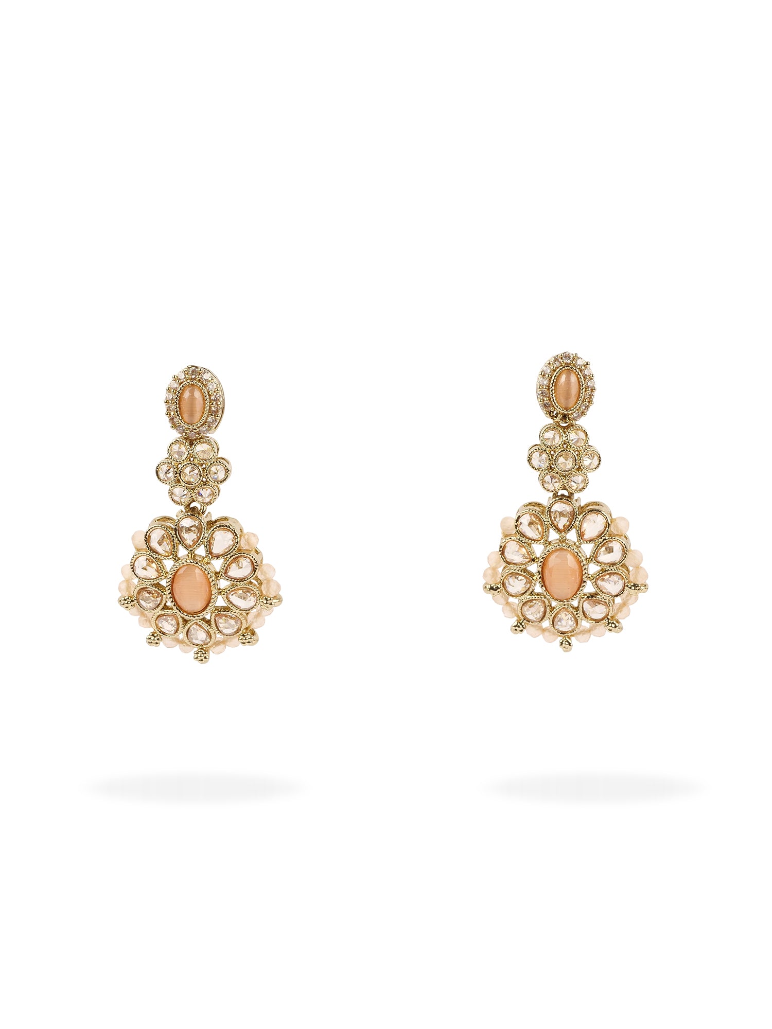 Zoha Bead Edge Earrings in Peach