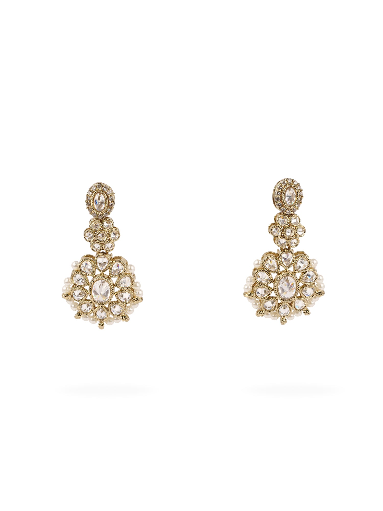 Zoha Bead Edge Earrings in White