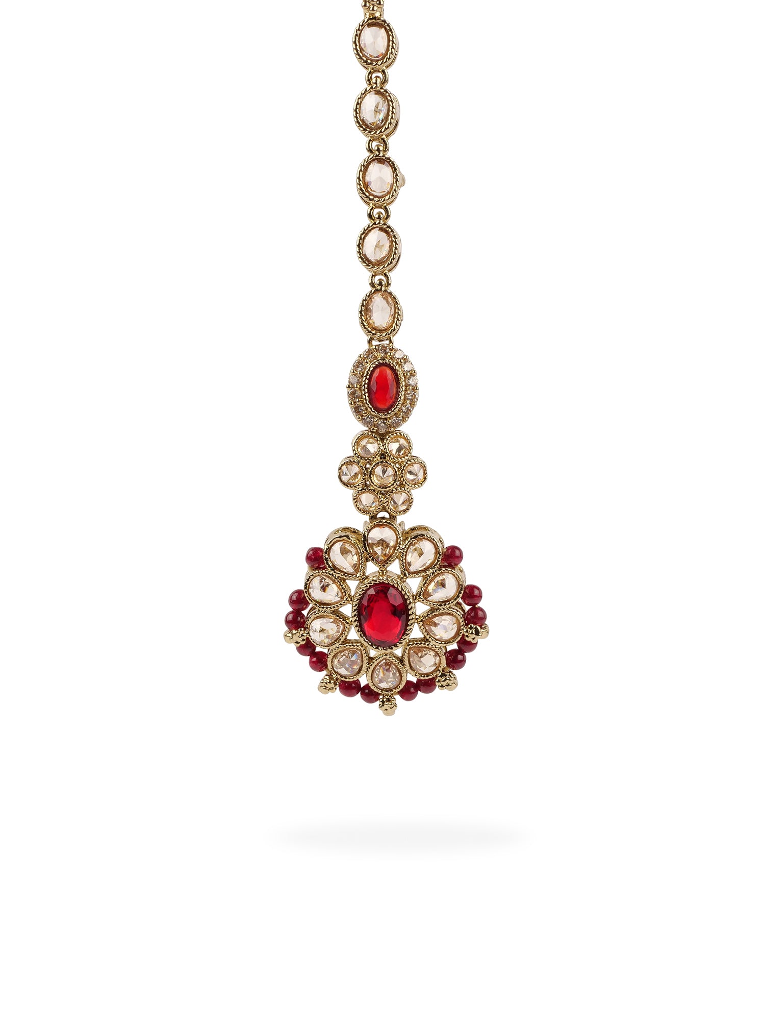 Zoha Bead Edge Maang Tikka in Maroon
