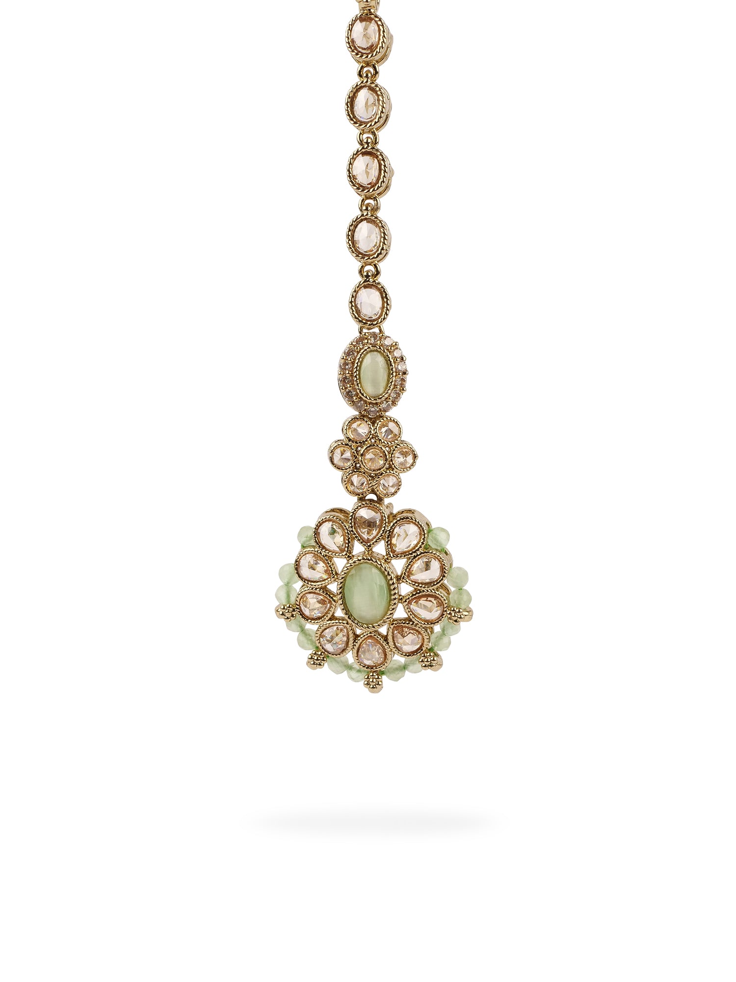 Zoha Bead Edge Maang Tikka in Mint