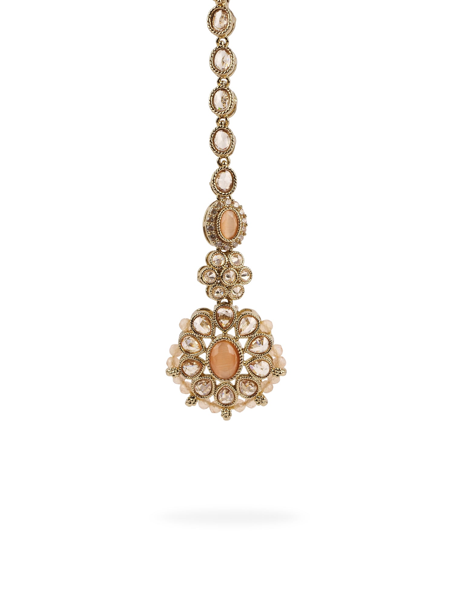 Zoha Bead Edge Maang Tikka in Peach