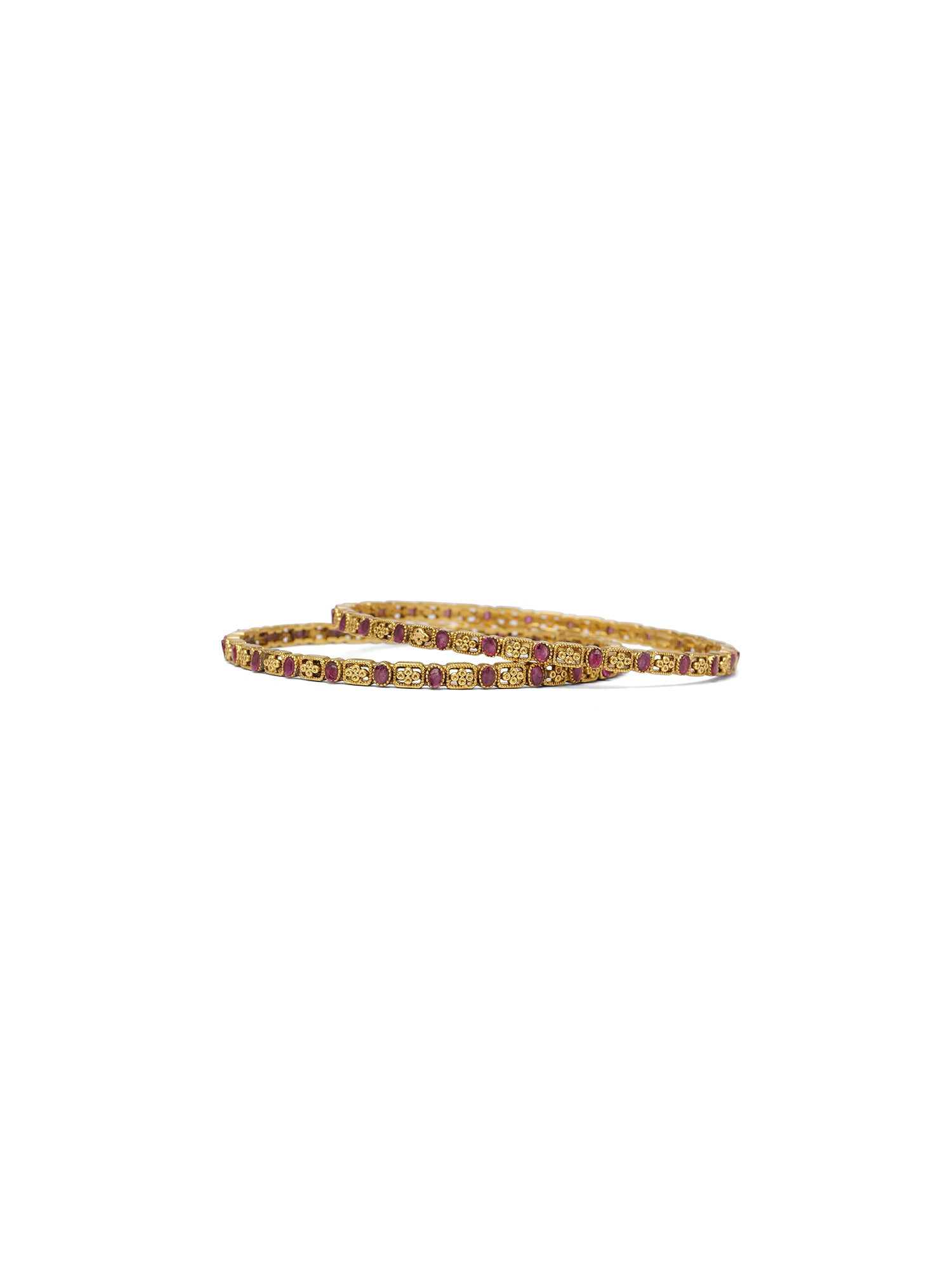 Zubeen Thin Kada Bangles in Ruby