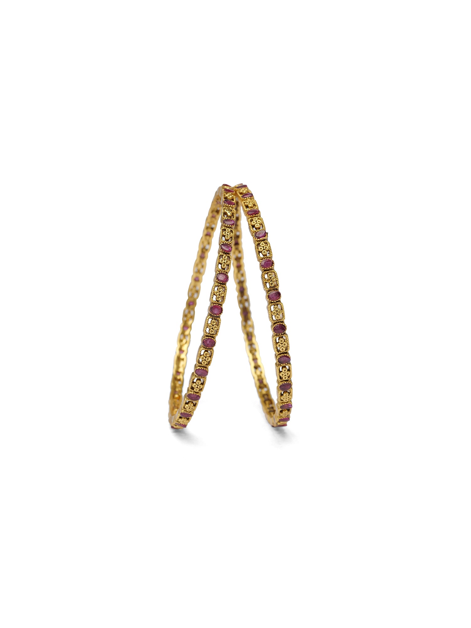 Zubeen Thin Kada Bangles in Ruby