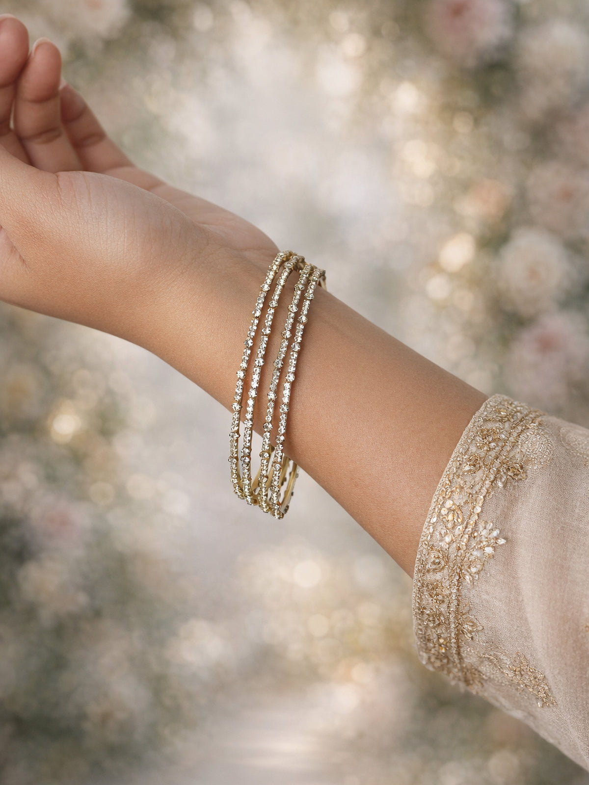 Zunaira Diamante Bangles in White