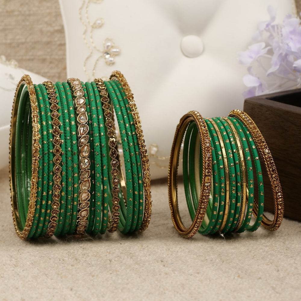 Ethnic Bangle Set in Green