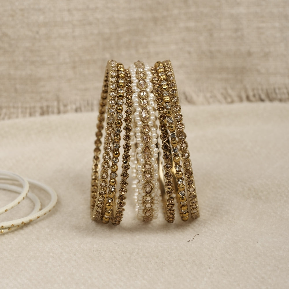 Inara Pearl Bangles in Light Topaz