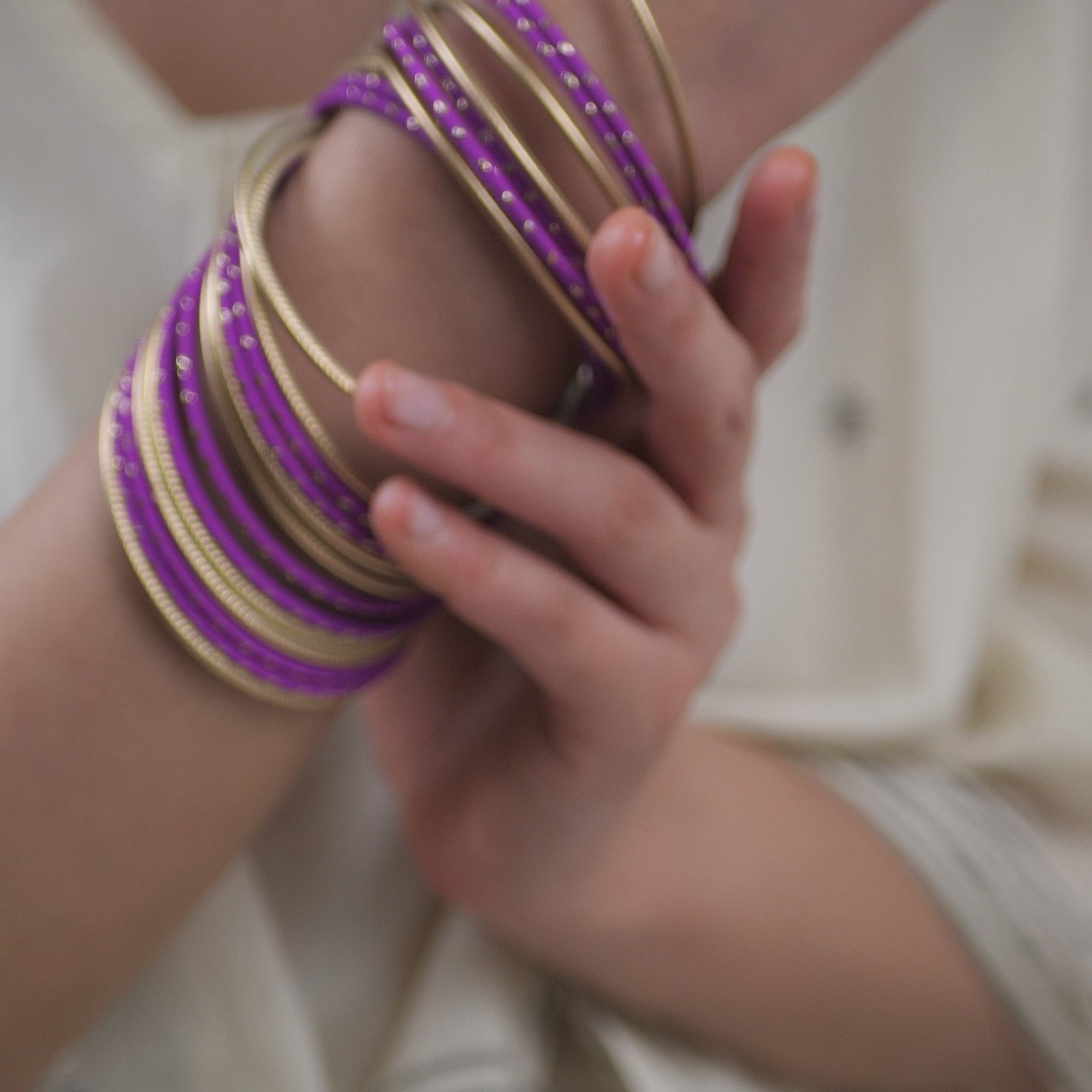 Sunset Purple and Gold Bangle Stack