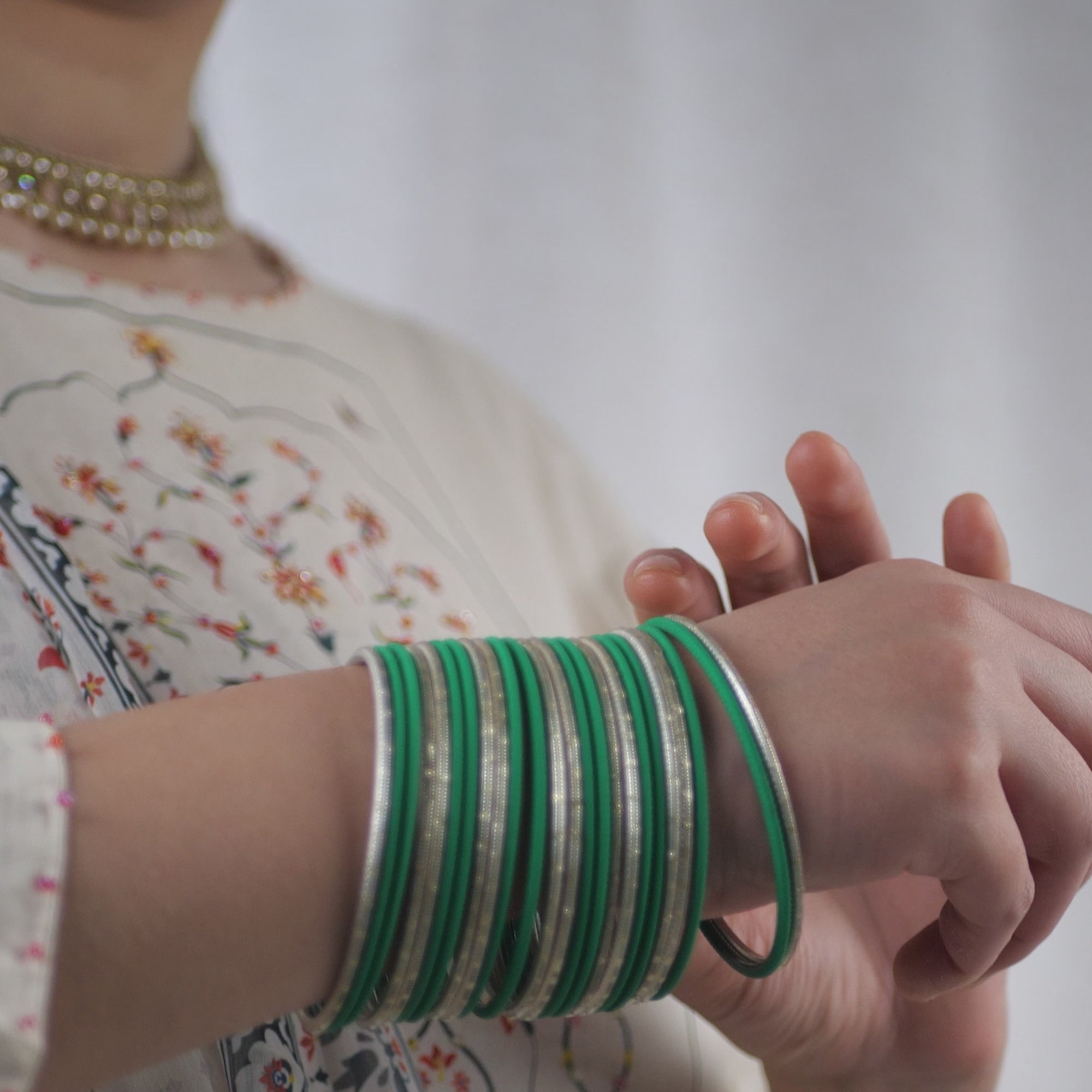 Green and Gold Bangle Stack