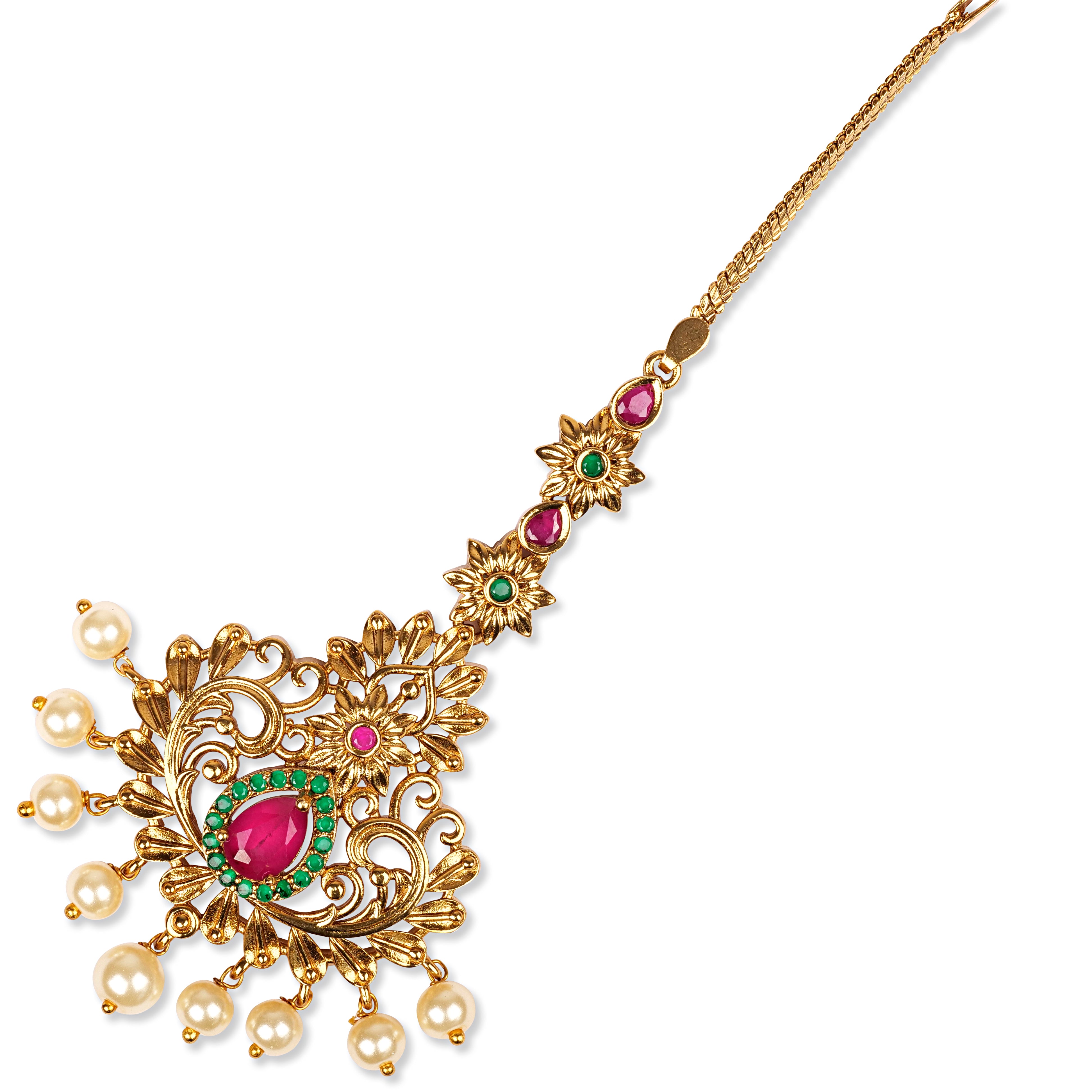 Ornate Classic Maang Tikka in Multi