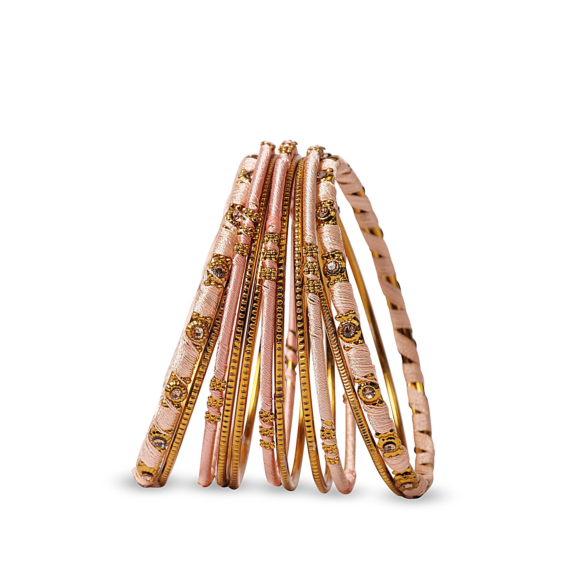 Peach and Gold Bangle Stack