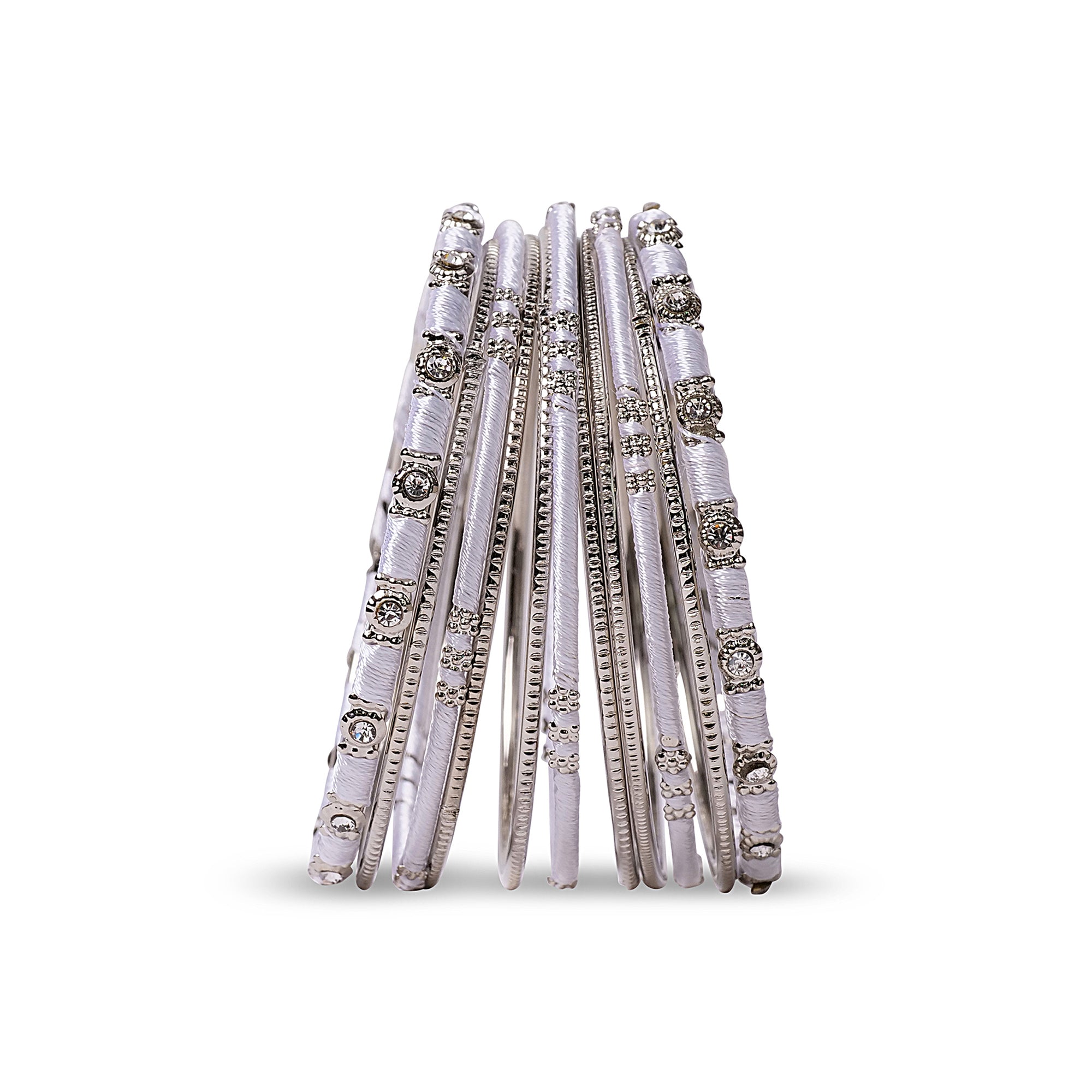 Light Grey and Silver Bangle Stack