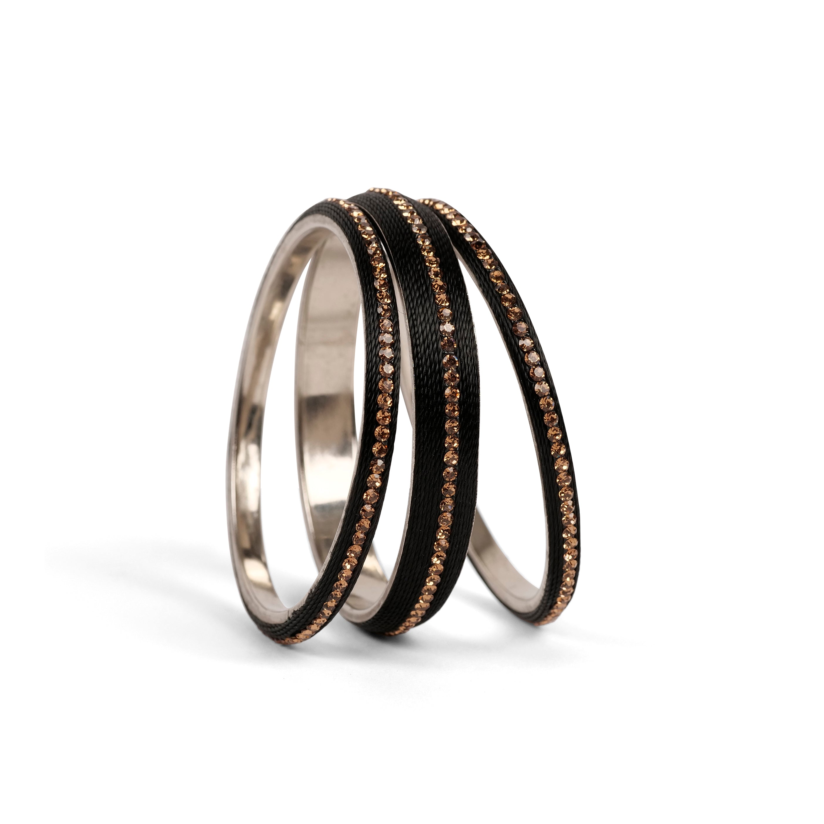 Set of 3 Thread Bangles in Black