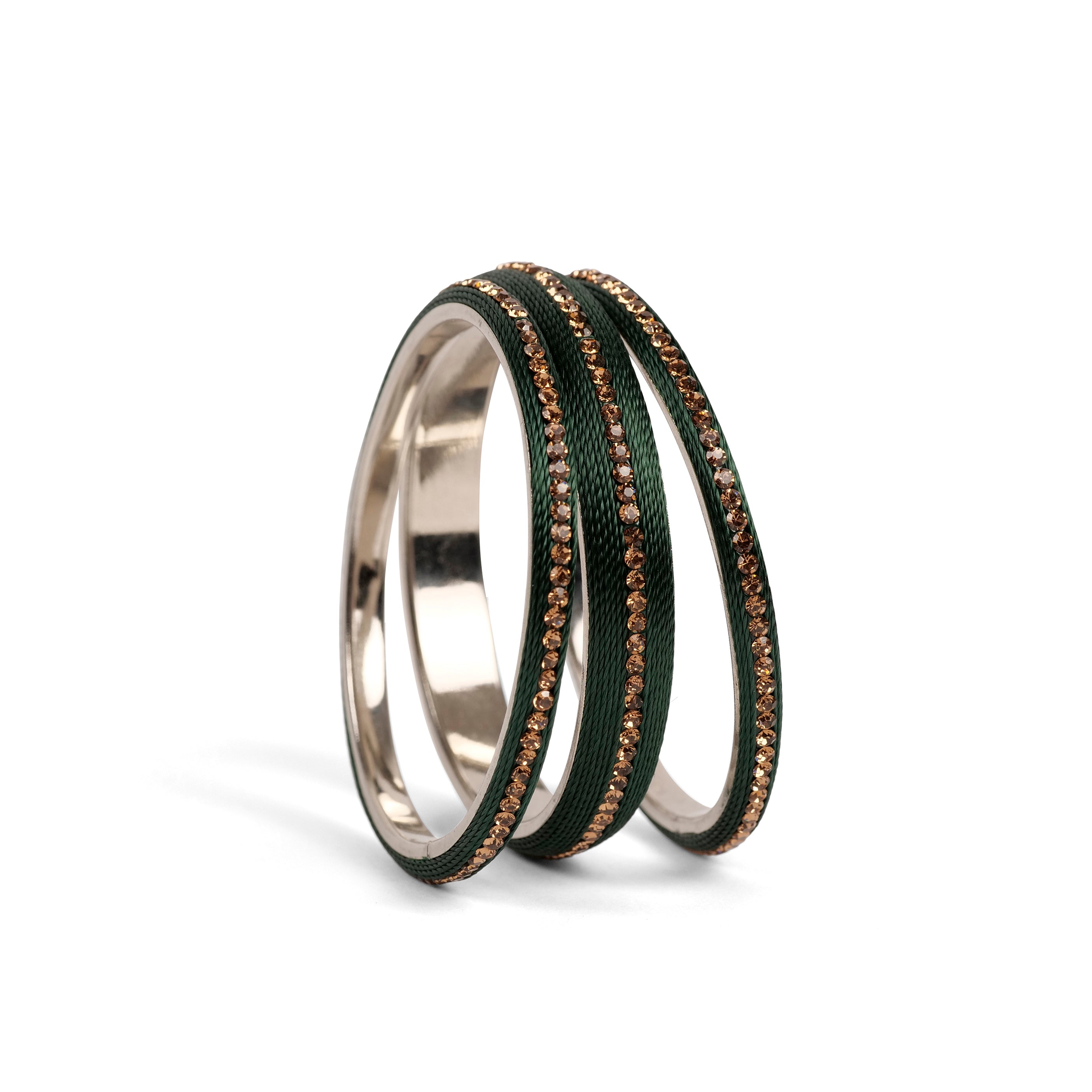 Set of 3 Thread Bangles in Green