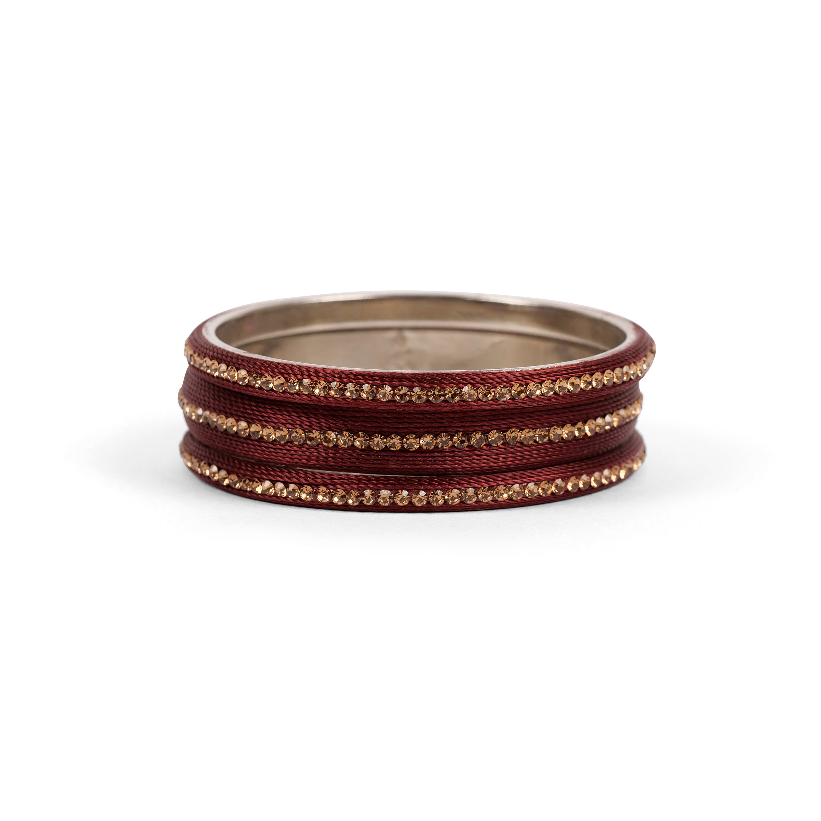 Set of 3 Thread Bangles in Maroon