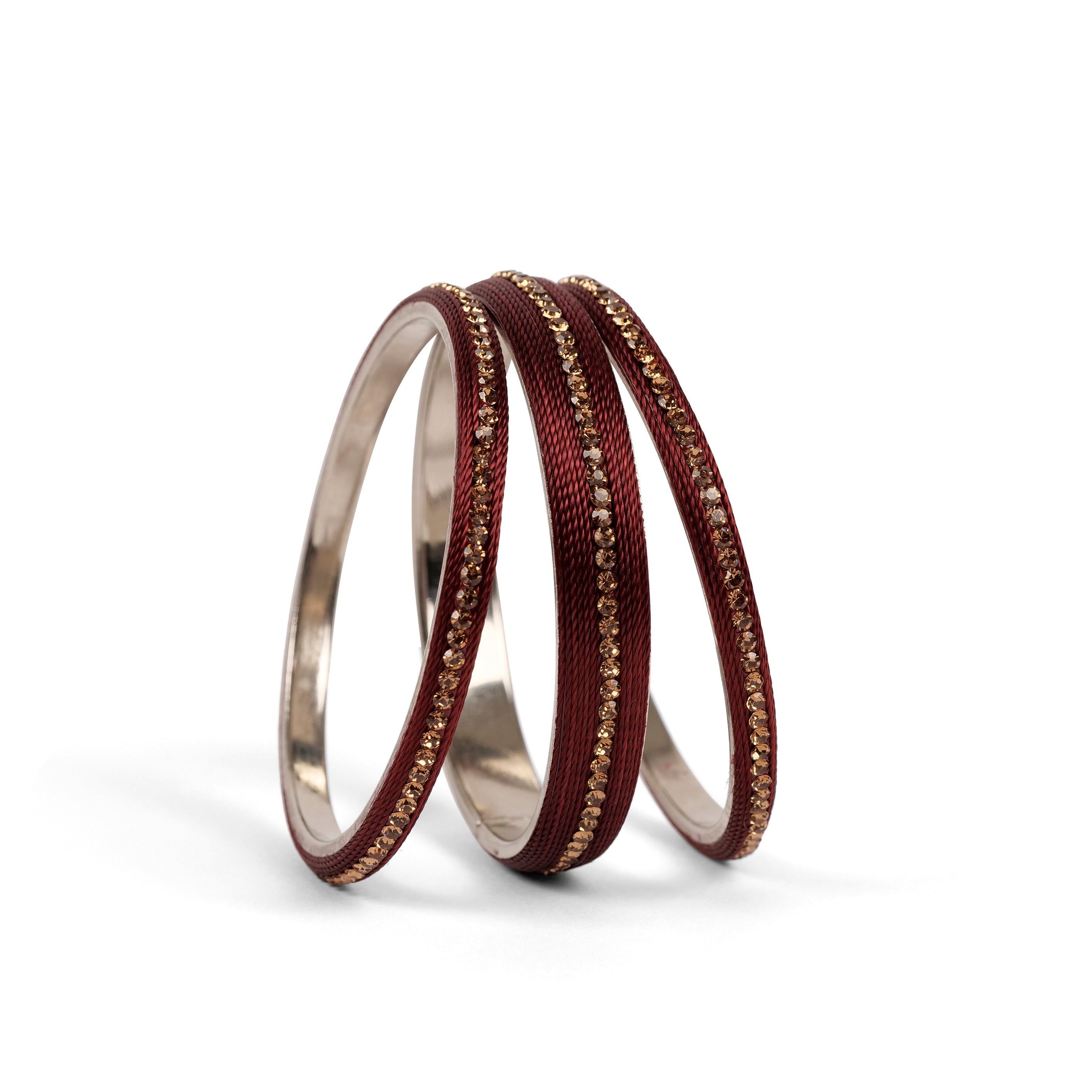 Set of 3 Thread Bangles in Maroon