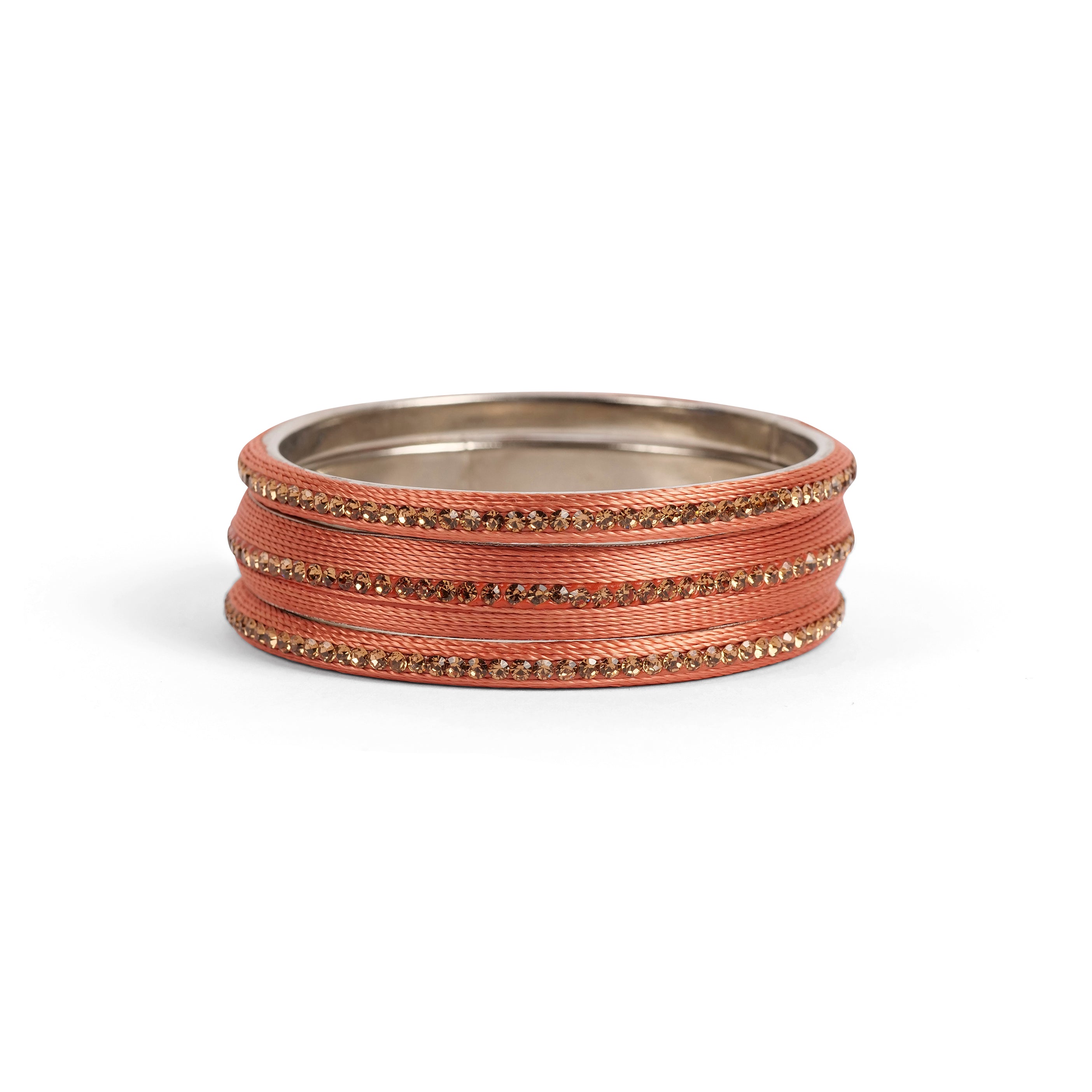 Set of 3 Thread Bangles in Peach