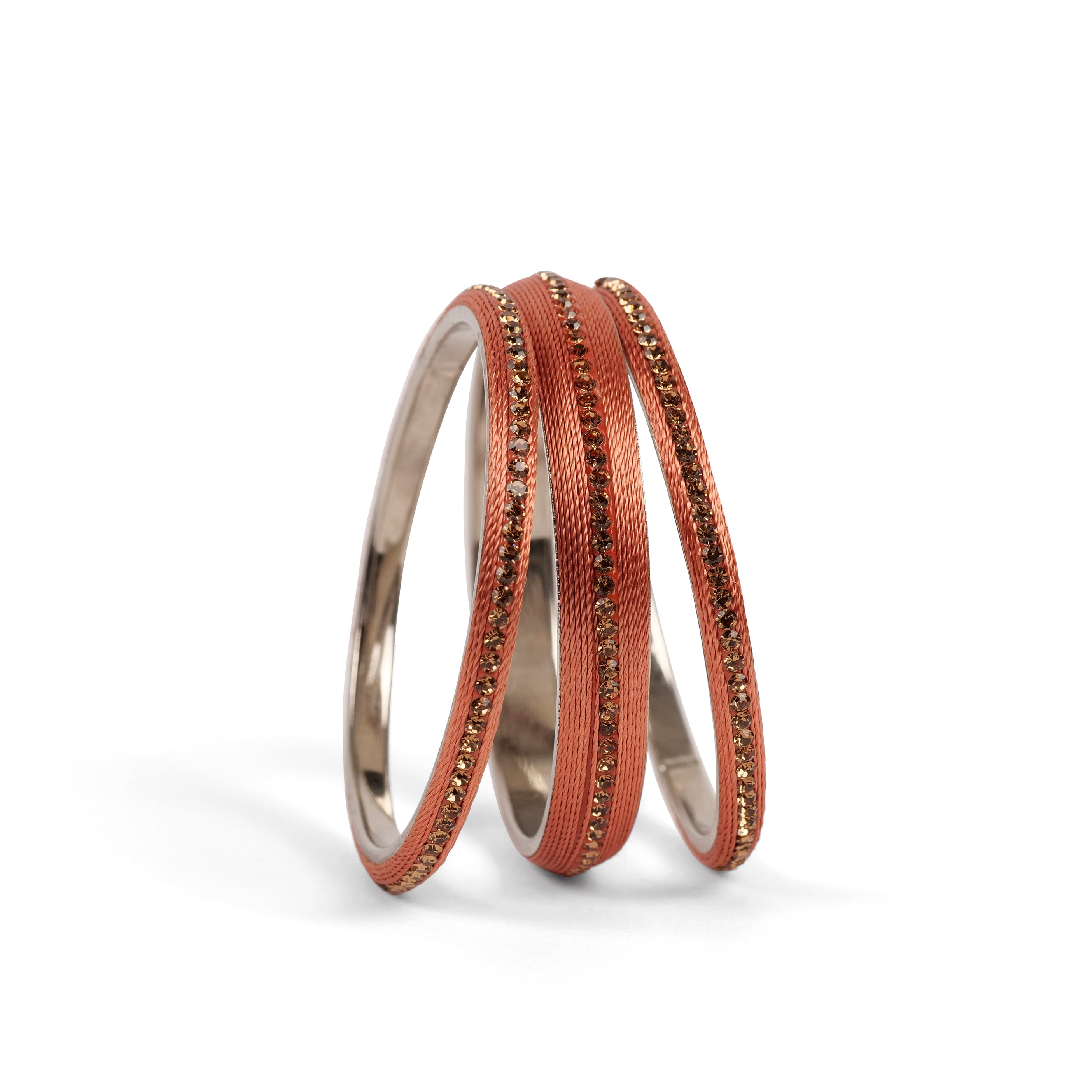 Set of 3 Thread Bangles in Peach