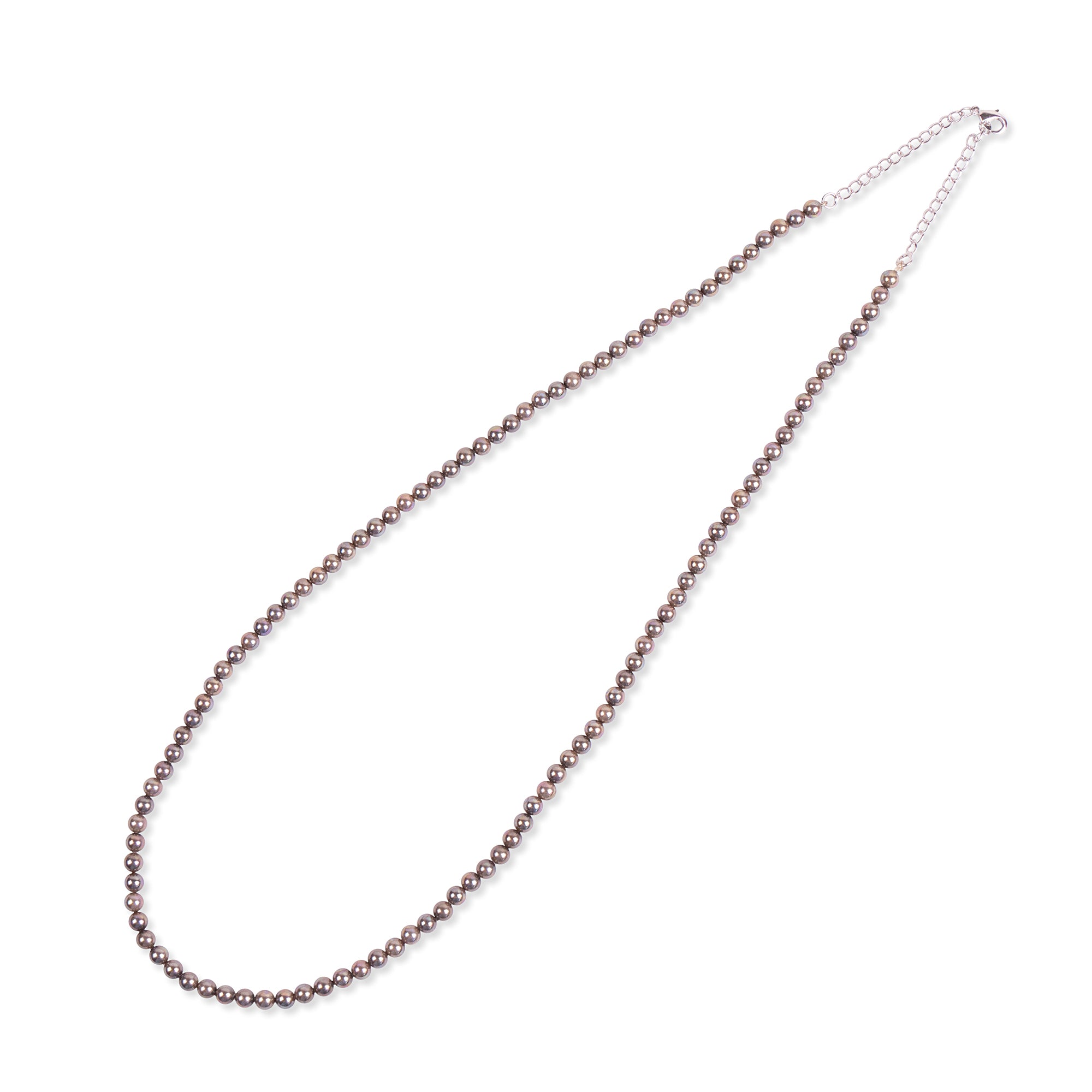 Burgundy Grey Pearl Bead Long Chain